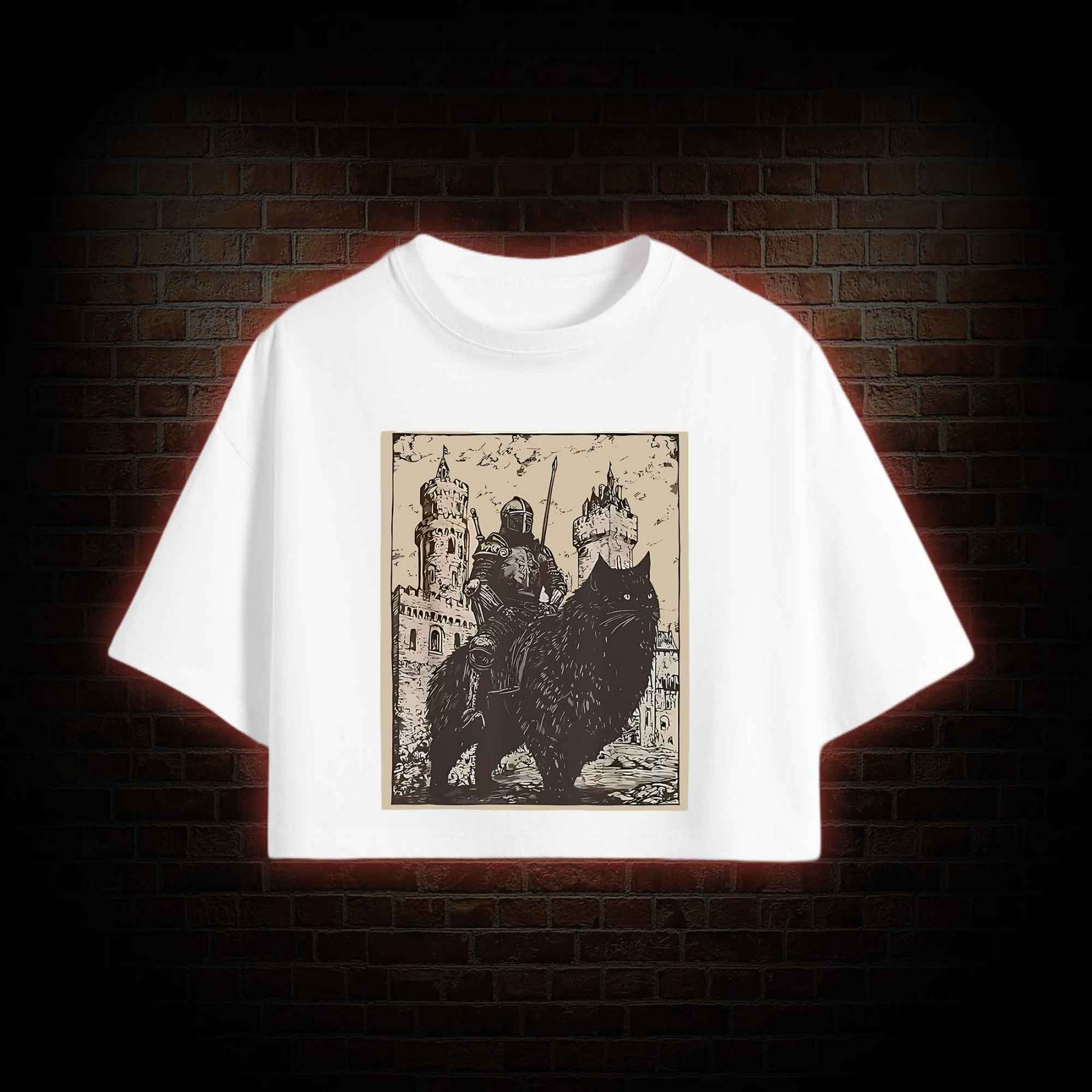 Knight Cat Rider Vintage Crop Top