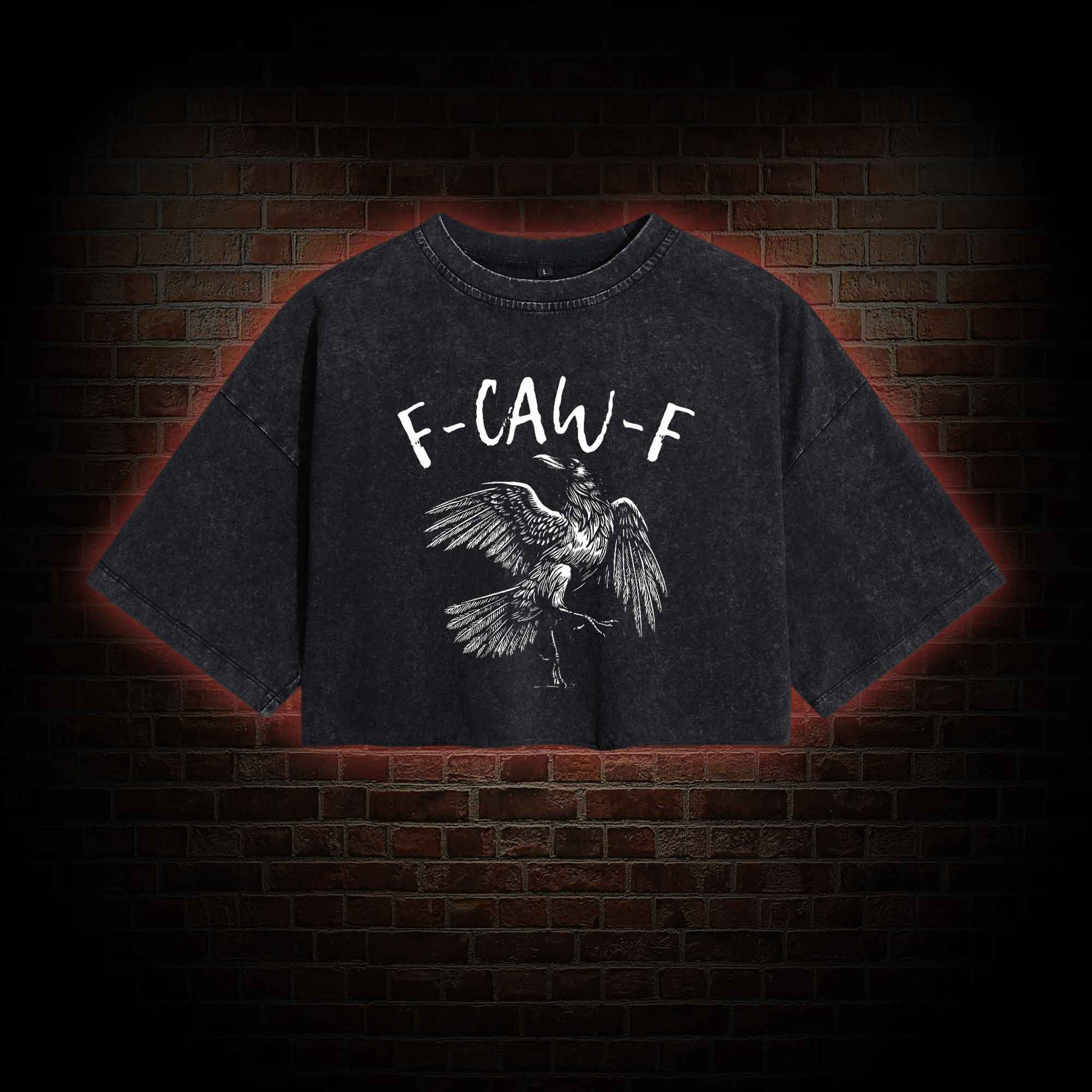 F-caw-f Funny Washed Cropped T-shirts