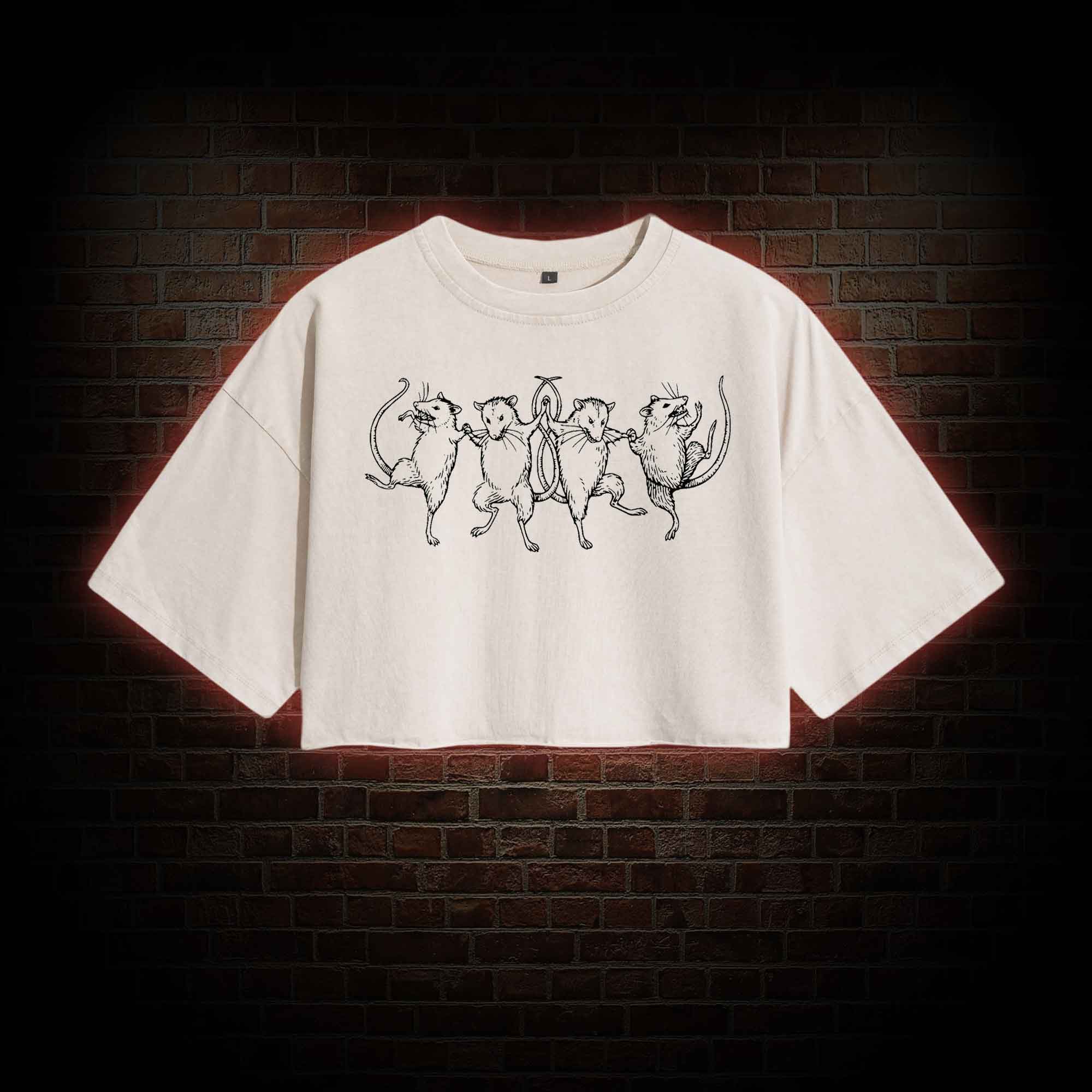 Dancing Rats Washed Cropped T-shirts