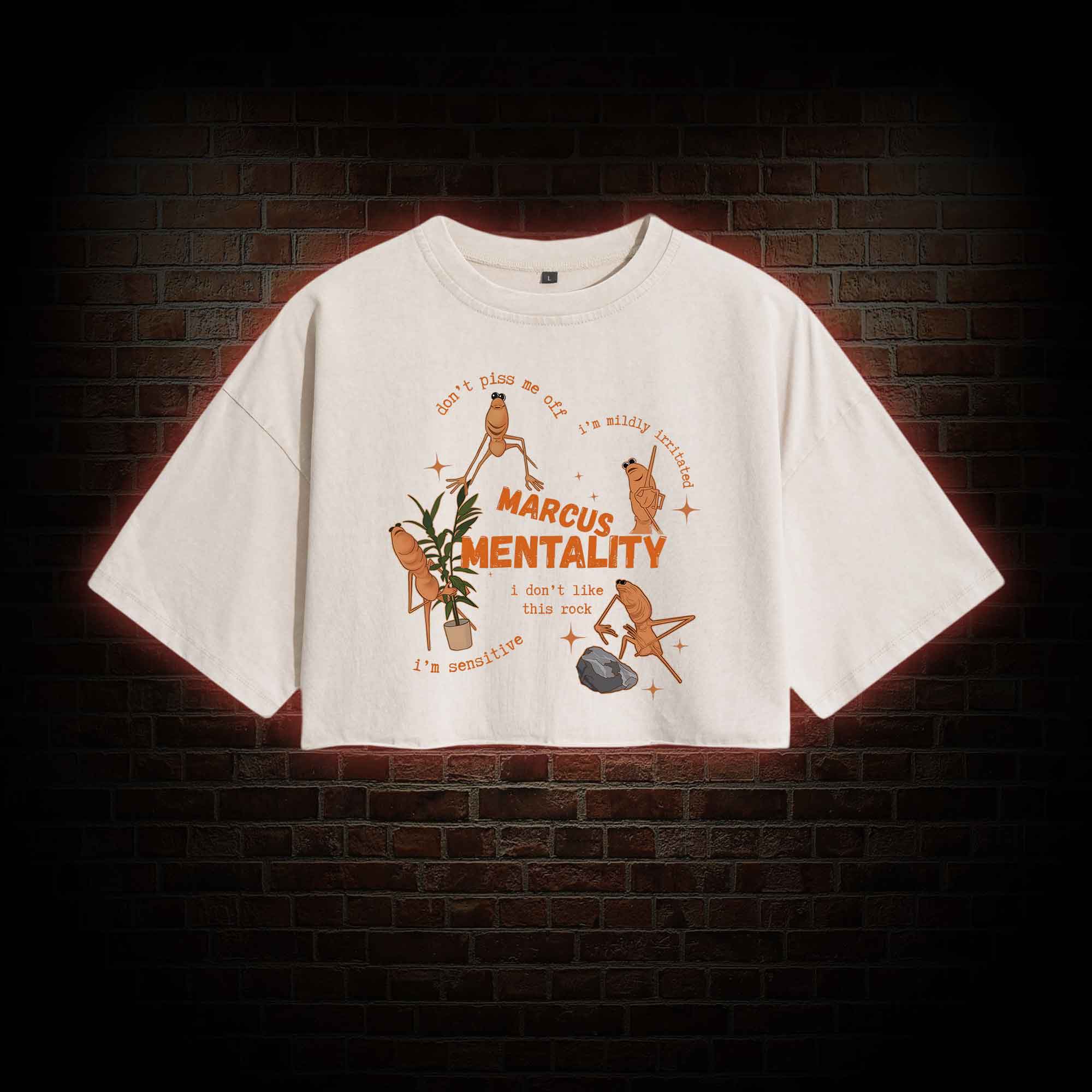 Marcus the Worm Washed Cropped T-shirts