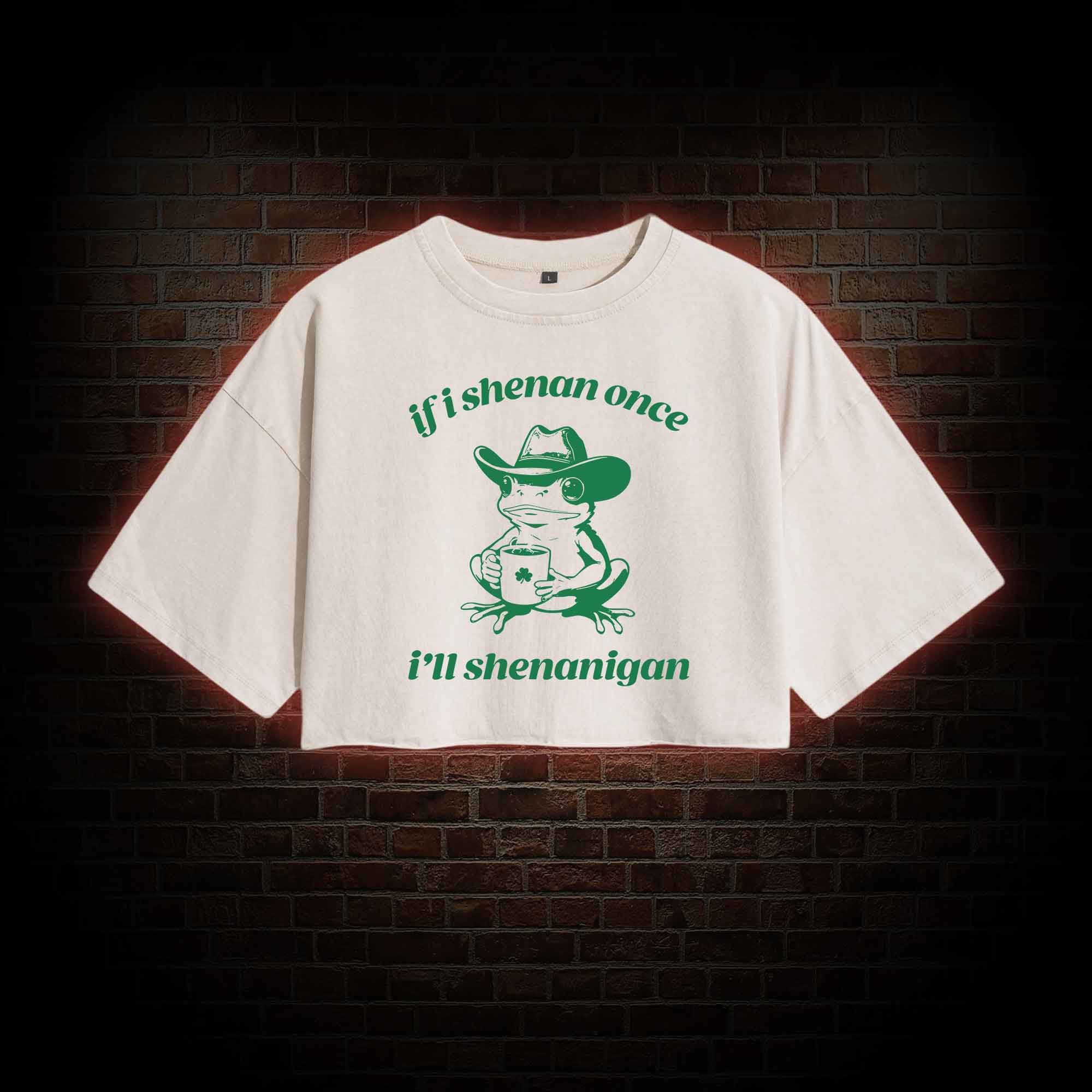 If I Shenan Once I'll Shenanigan Washed Cropped T-shirts
