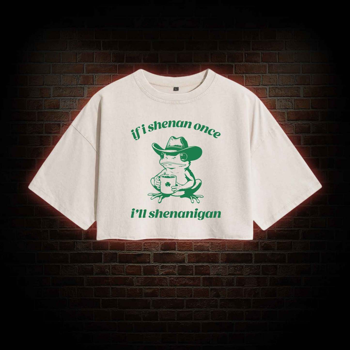 If I Shenan Once I'll Shenanigan Washed Cropped T-shirts