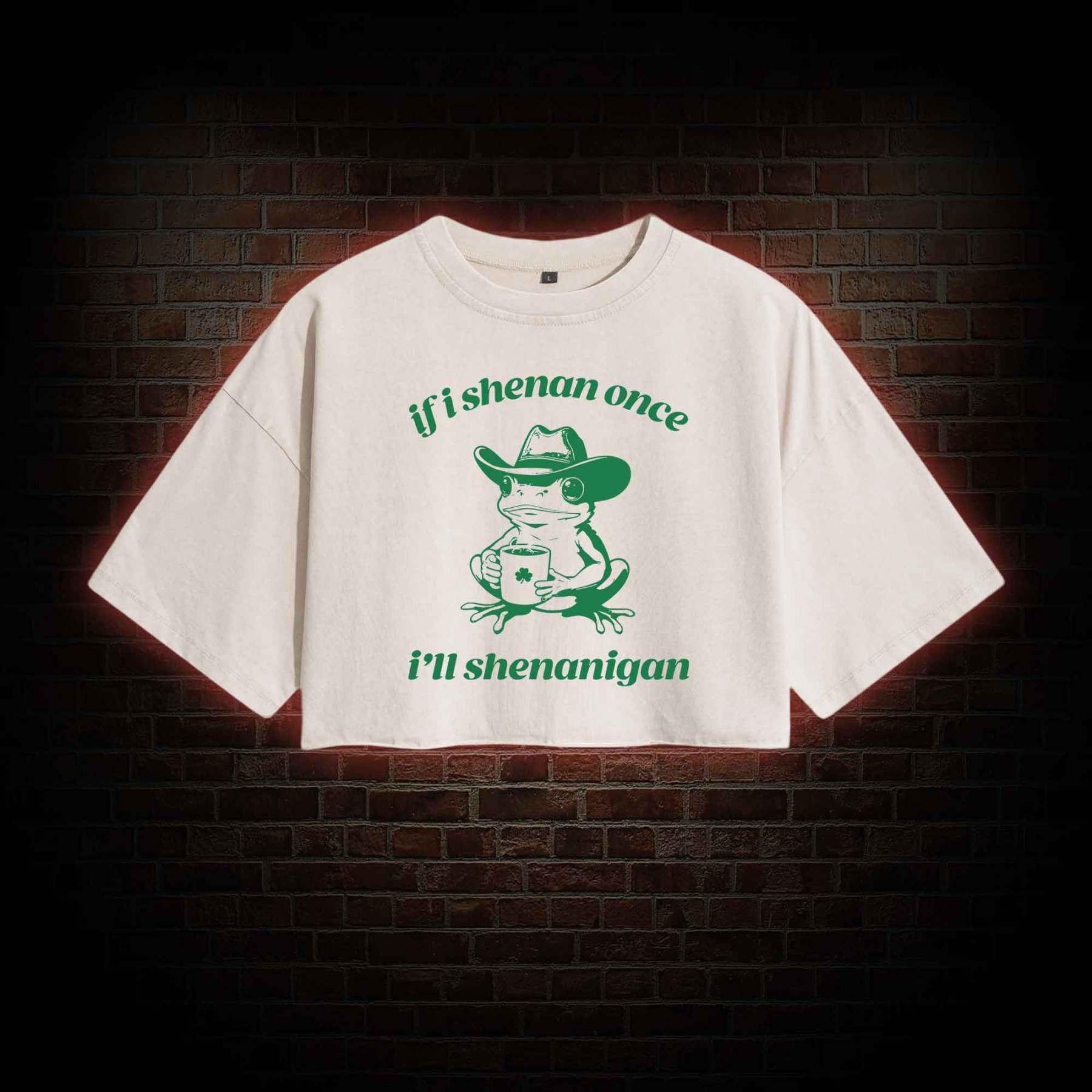 If I Shenan Once I'll Shenanigan Washed Cropped T-shirts