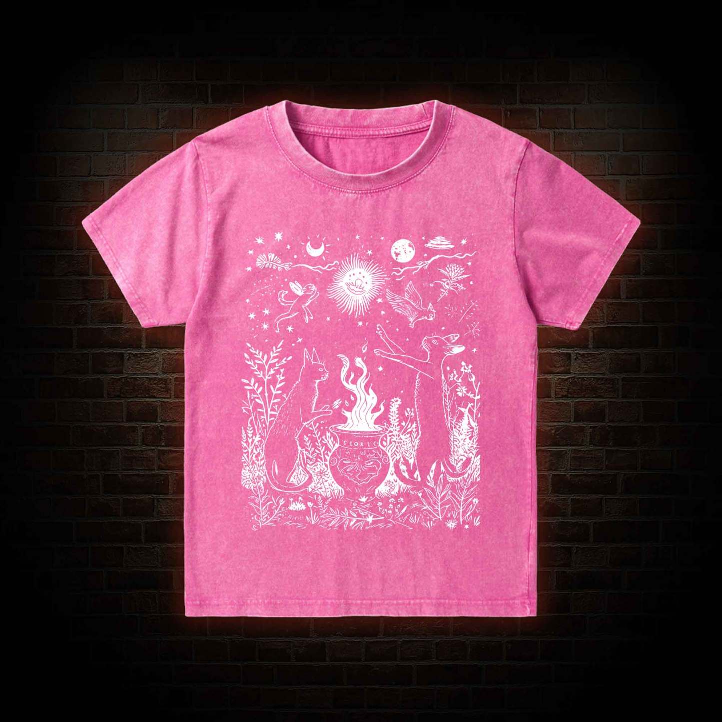 Celestial Cat Kid Washed T-Shirt