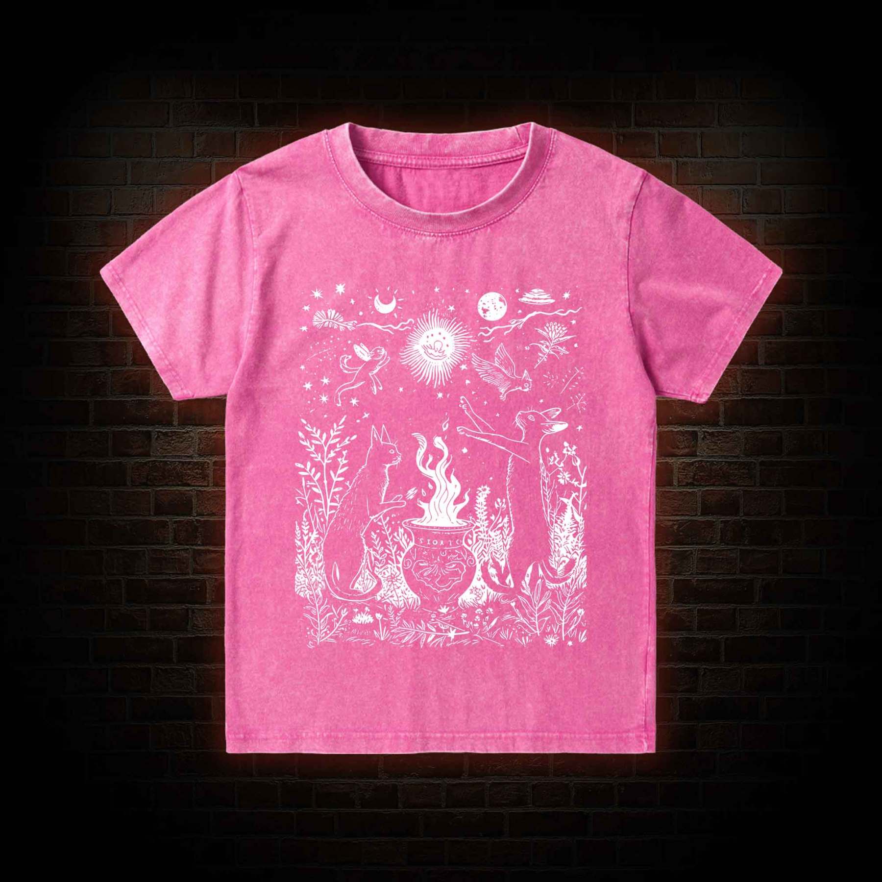 Celestial Cat Kid Washed T-Shirt