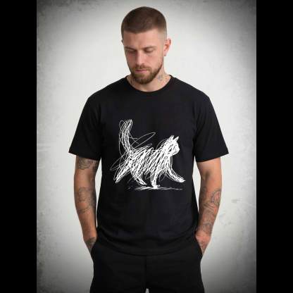 Cat Line Art T-shirt