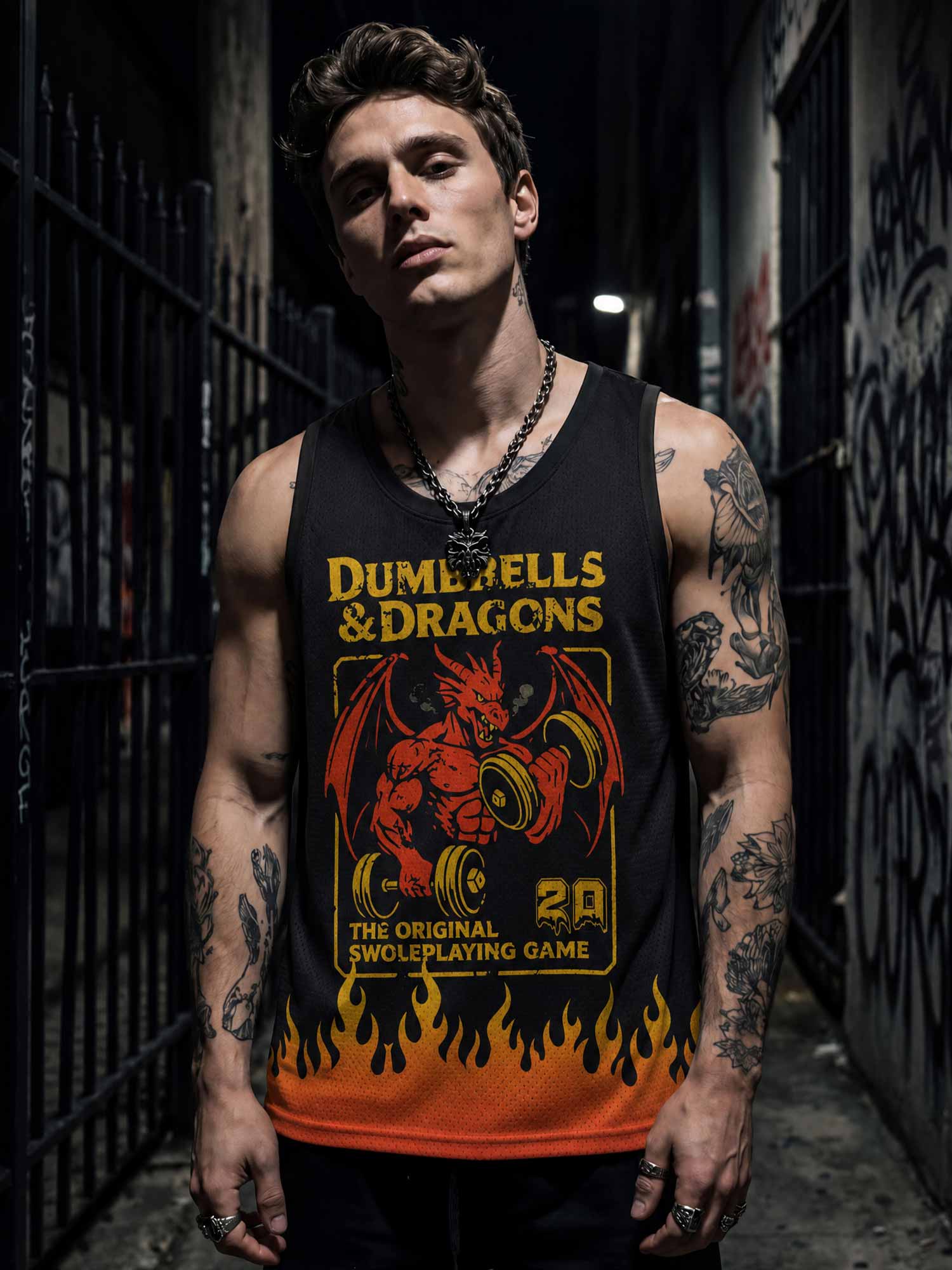 Dumbbells&Dragons Mesh Jersey Tank Top