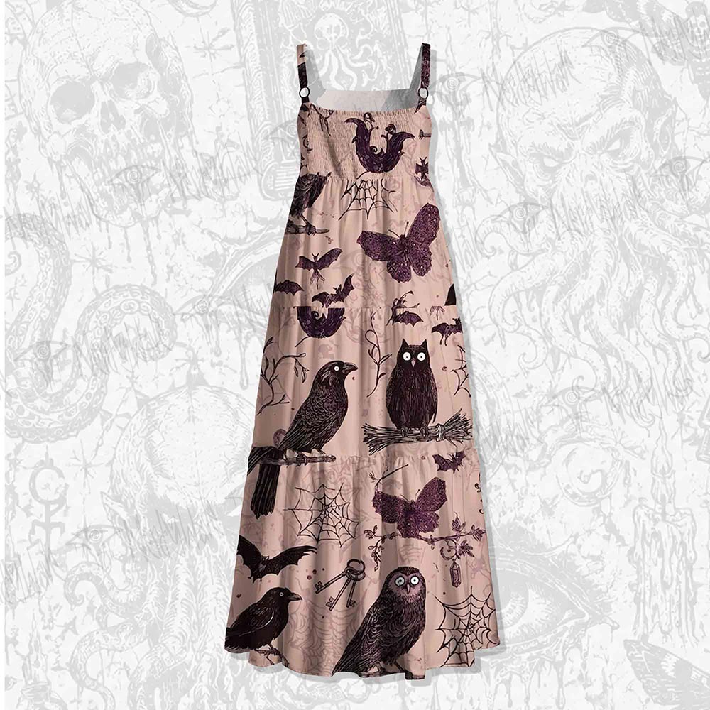 Owls Wide Straps Maxi Dress