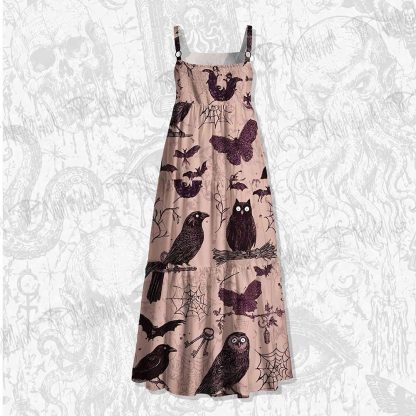 Owls Wide Straps Maxi Dress