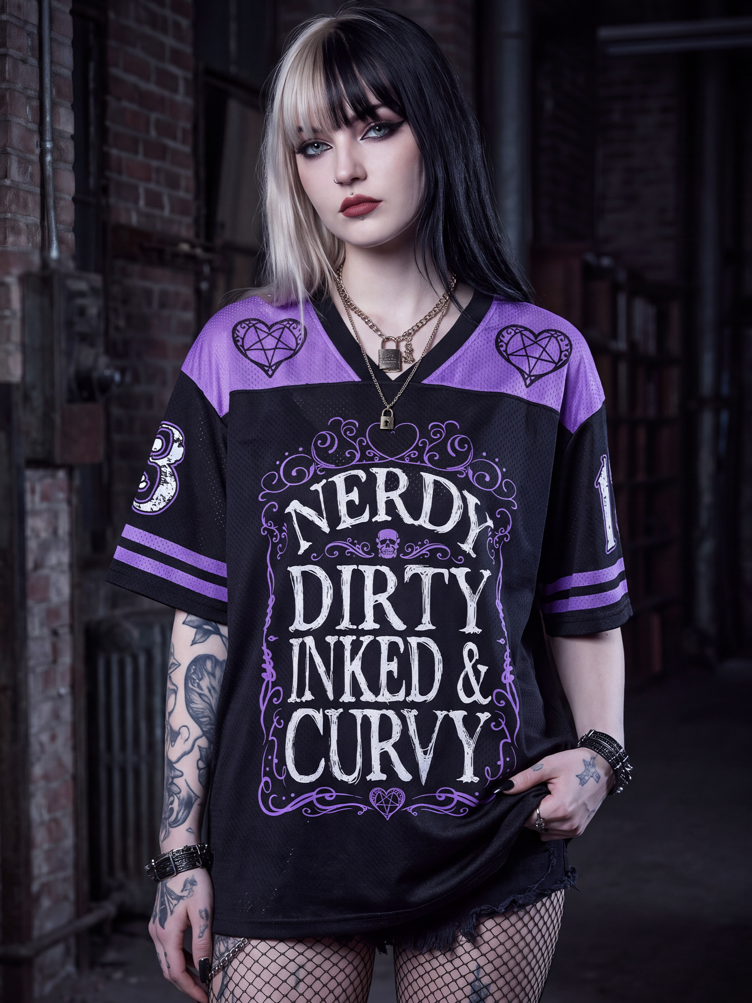 Dirty Inked&Curvy Mesh Jersey