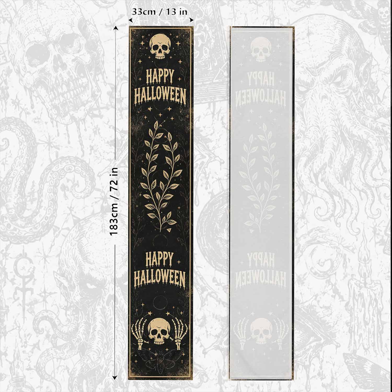 Happy Halloween Skull Table Runner