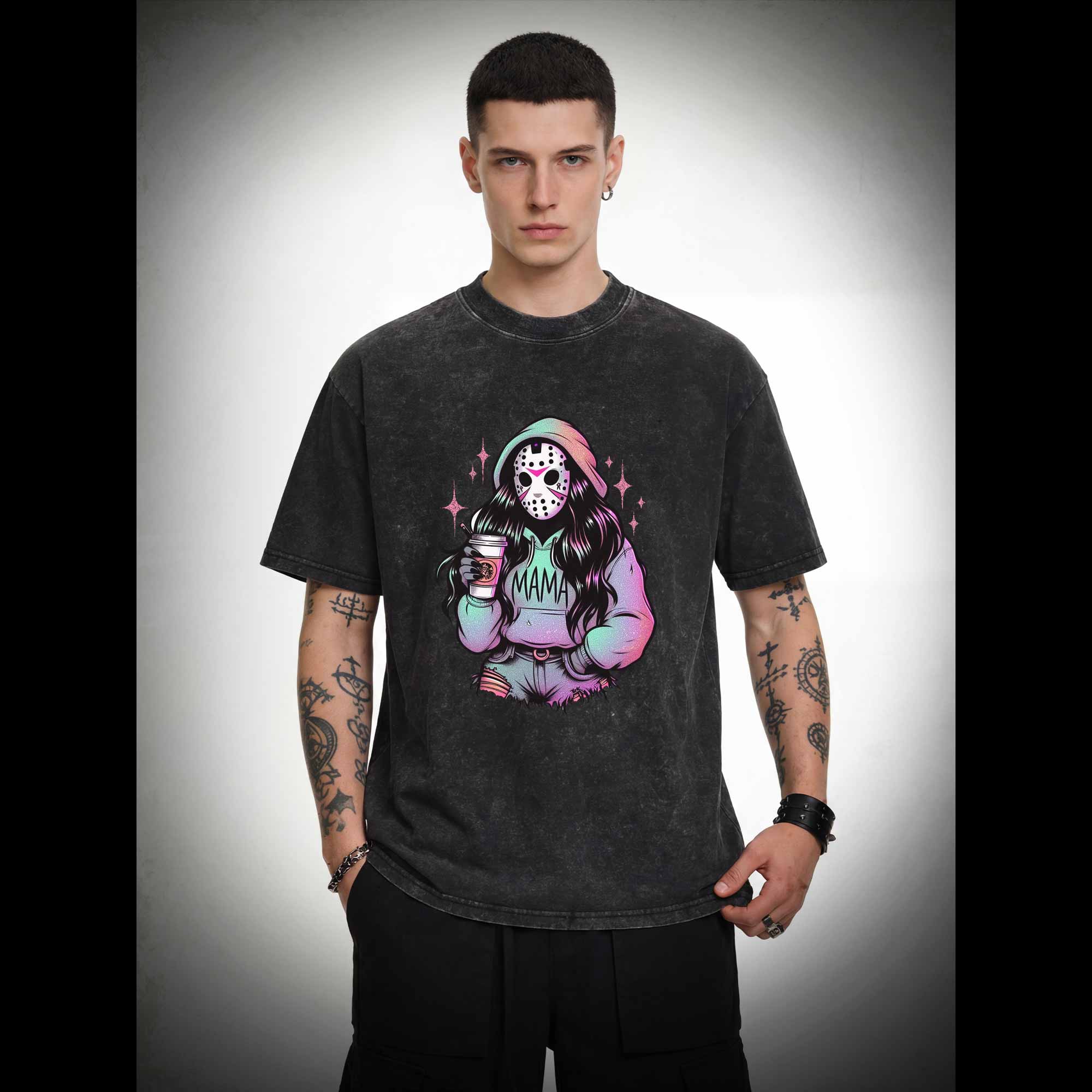 Halloween Horror Mama Washed T-shirt