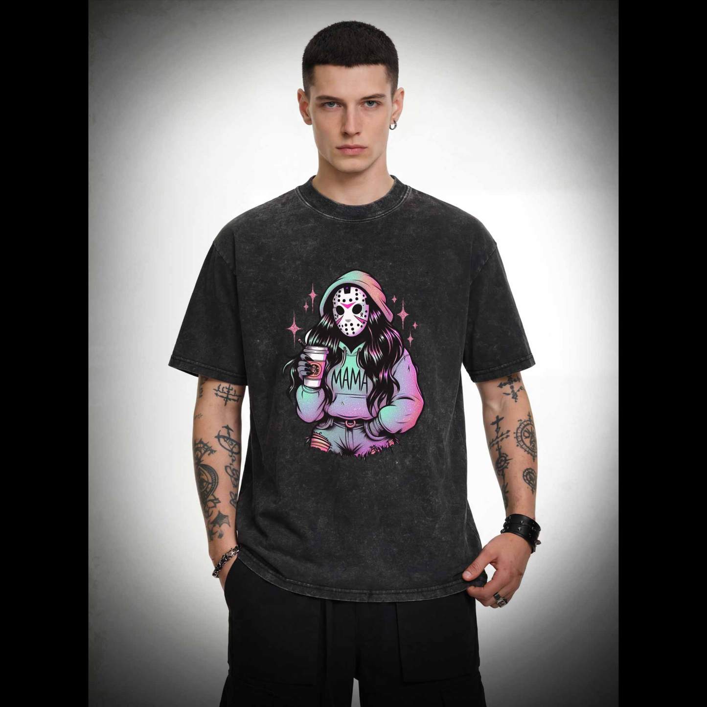 Halloween Horror Mama Washed T-shirt