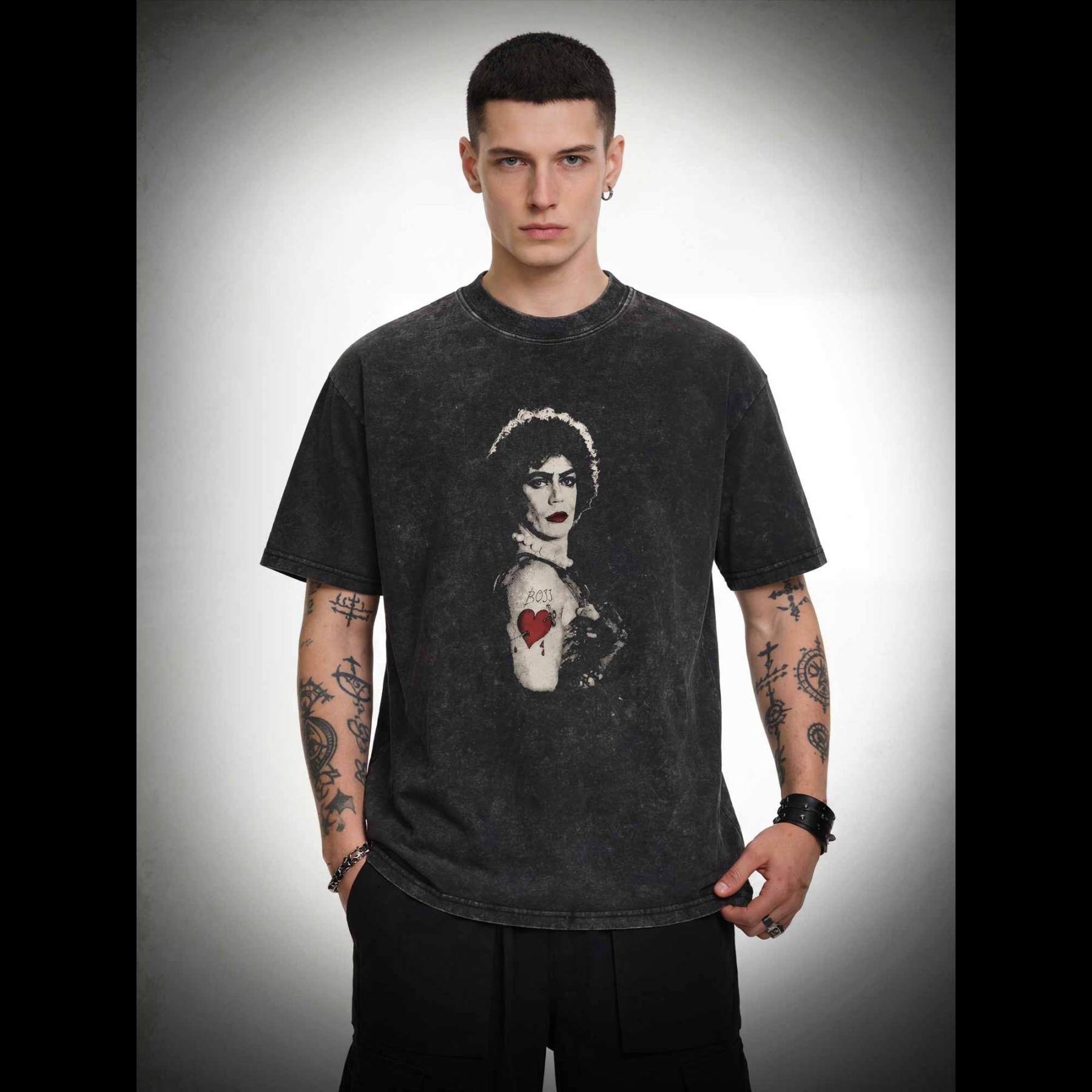 Vintage Boss Heart Tattoo Washed T-shirt