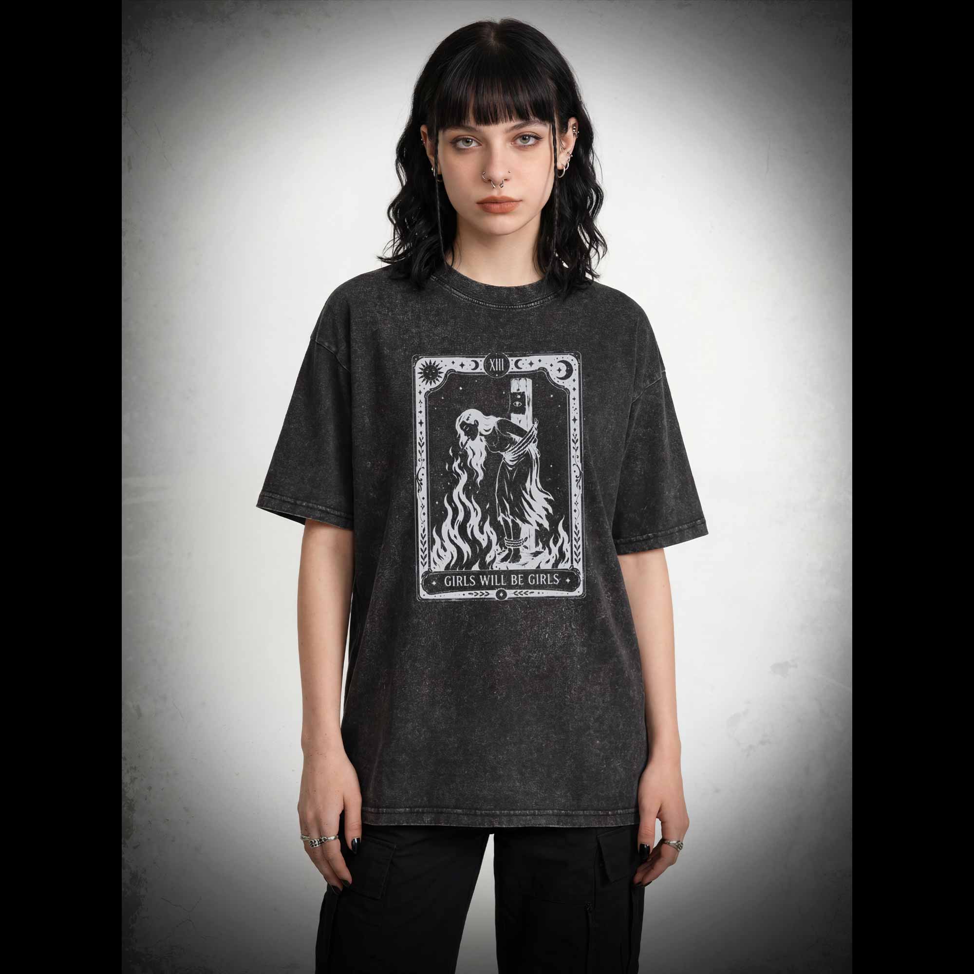 Girls Will be Girls Tarot Washed T-shirt