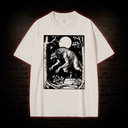 Werewolf Creepy Washed T-shirt