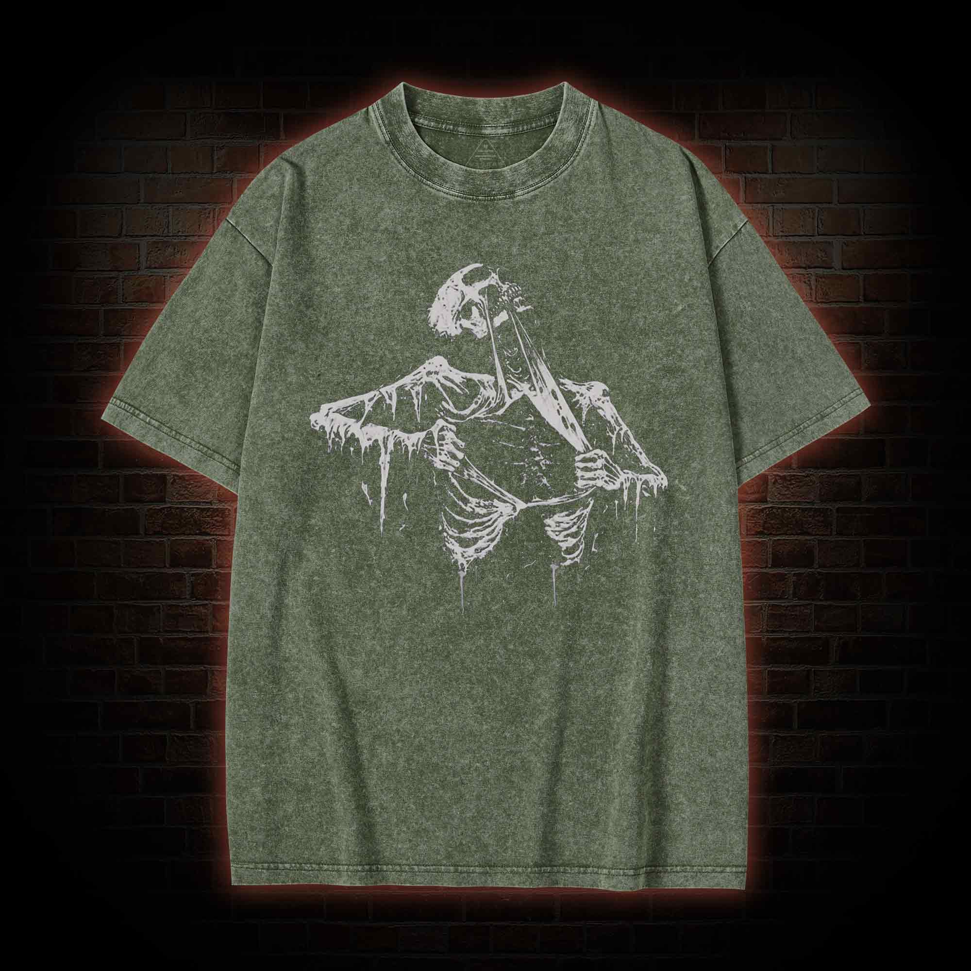 Skeleton Ripping Rib Cage Washed T-shirt