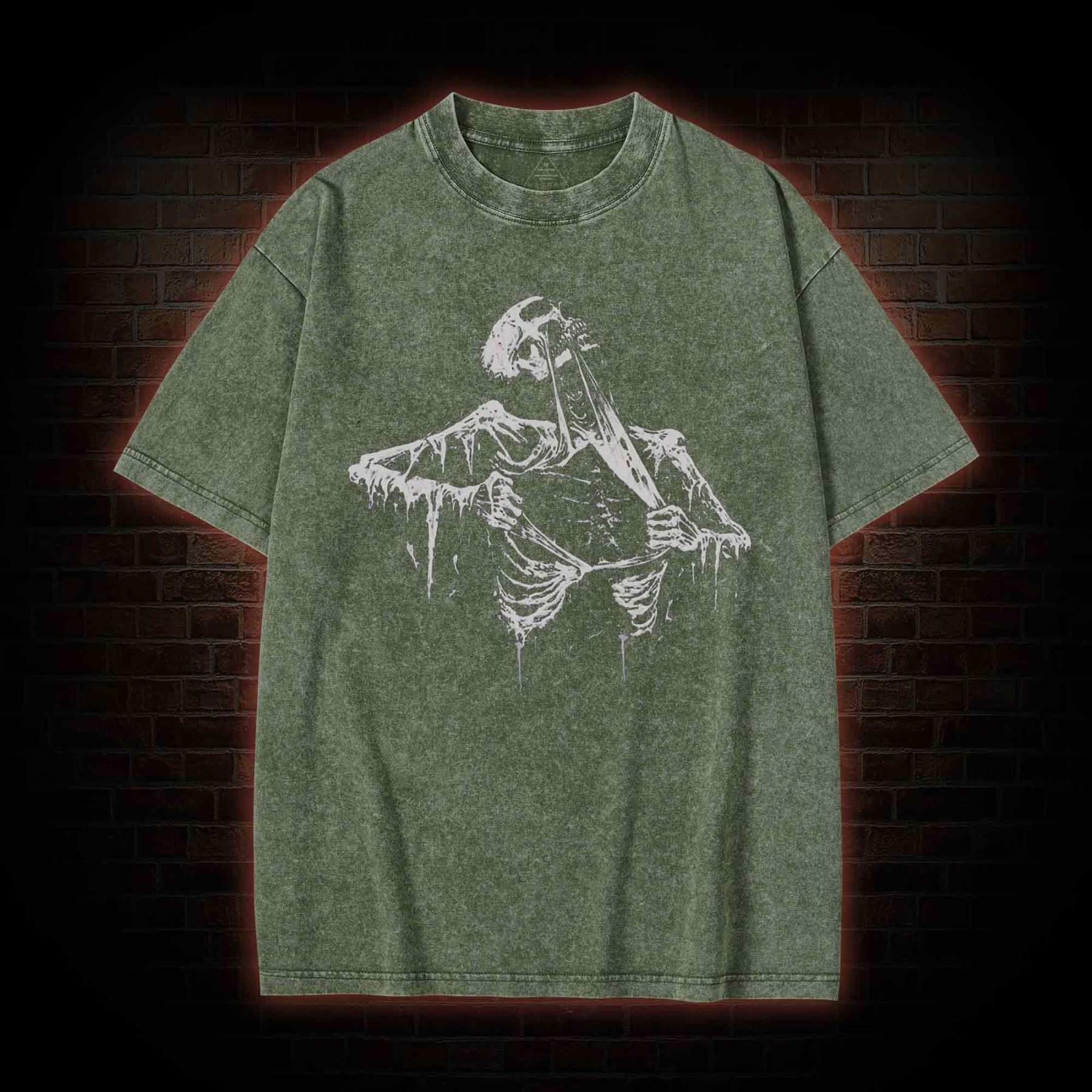 Skeleton Ripping Rib Cage Washed T-shirt