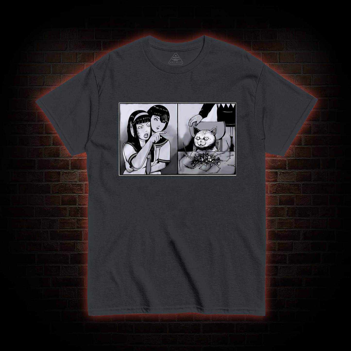 Girl Yelling at a Creepy Cat T-shirt 