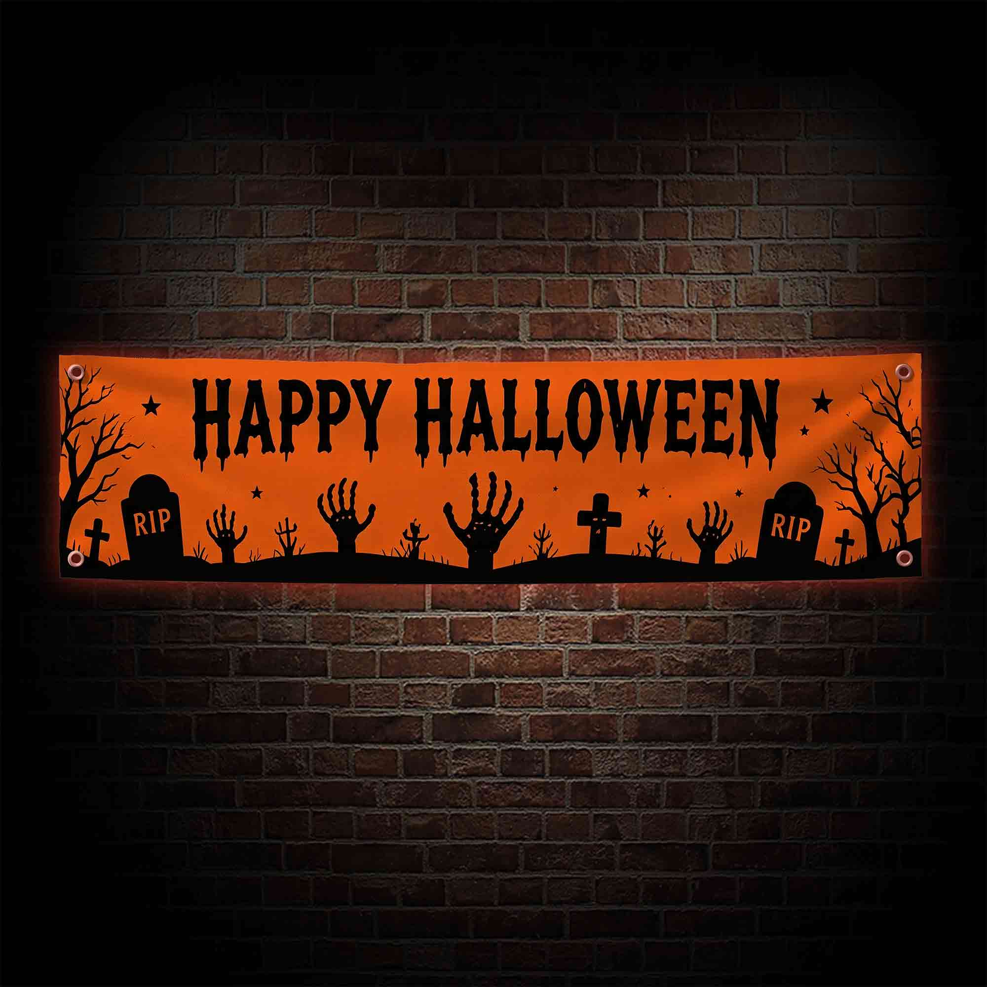 Cemetery Happy Halloween Banner