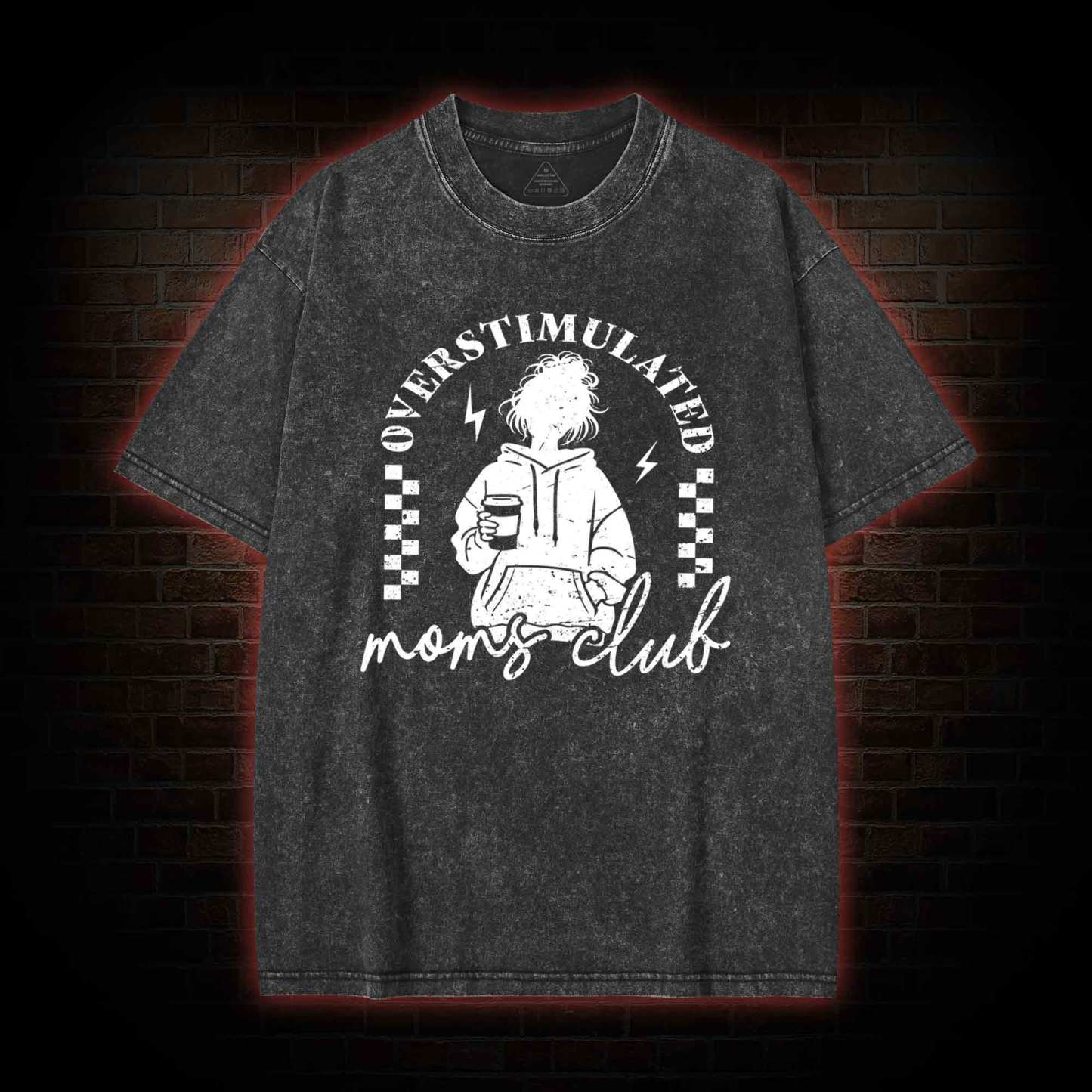 Coffee Loving Tired Mom Washed T-shirt