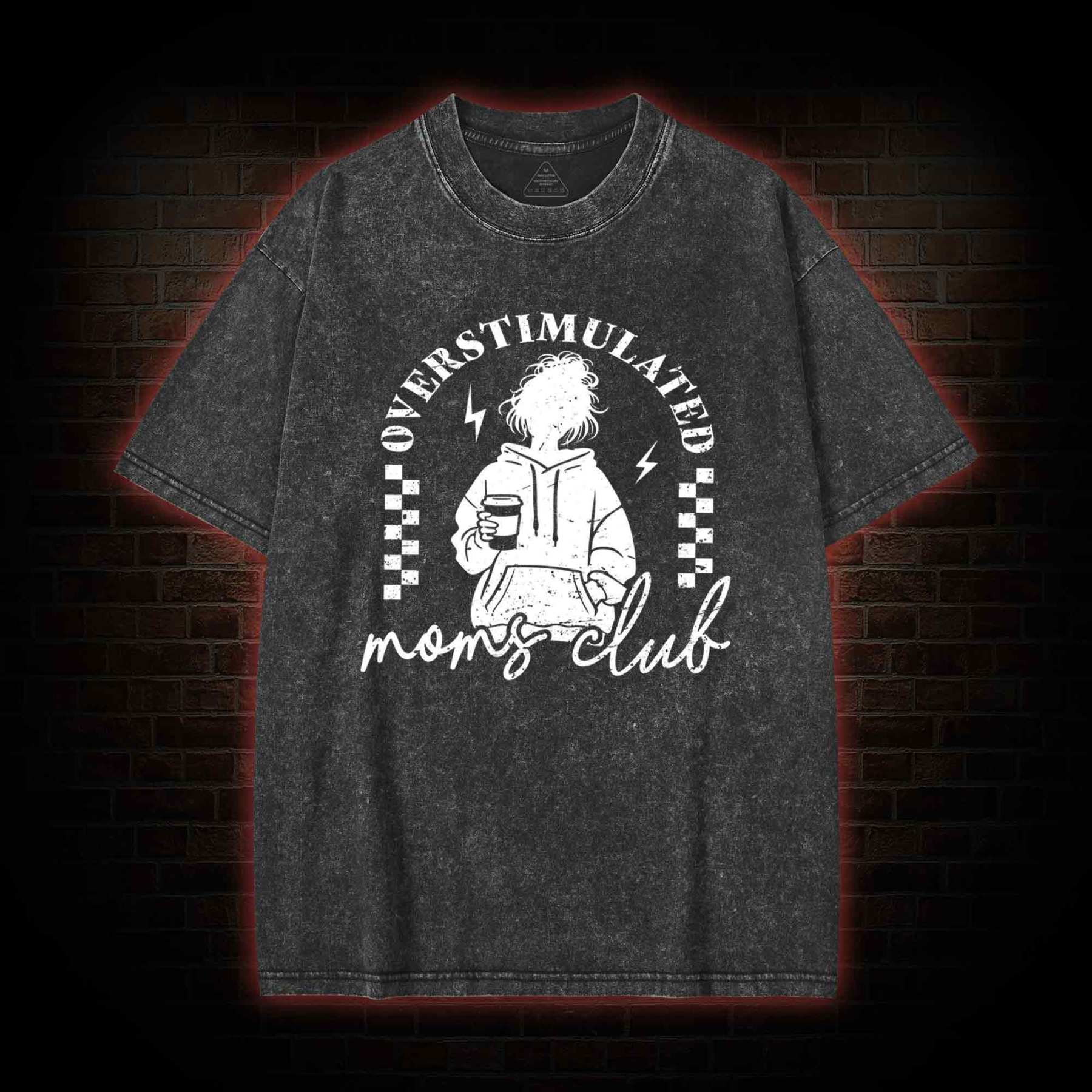 Coffee Loving Tired Mom Washed T-shirt