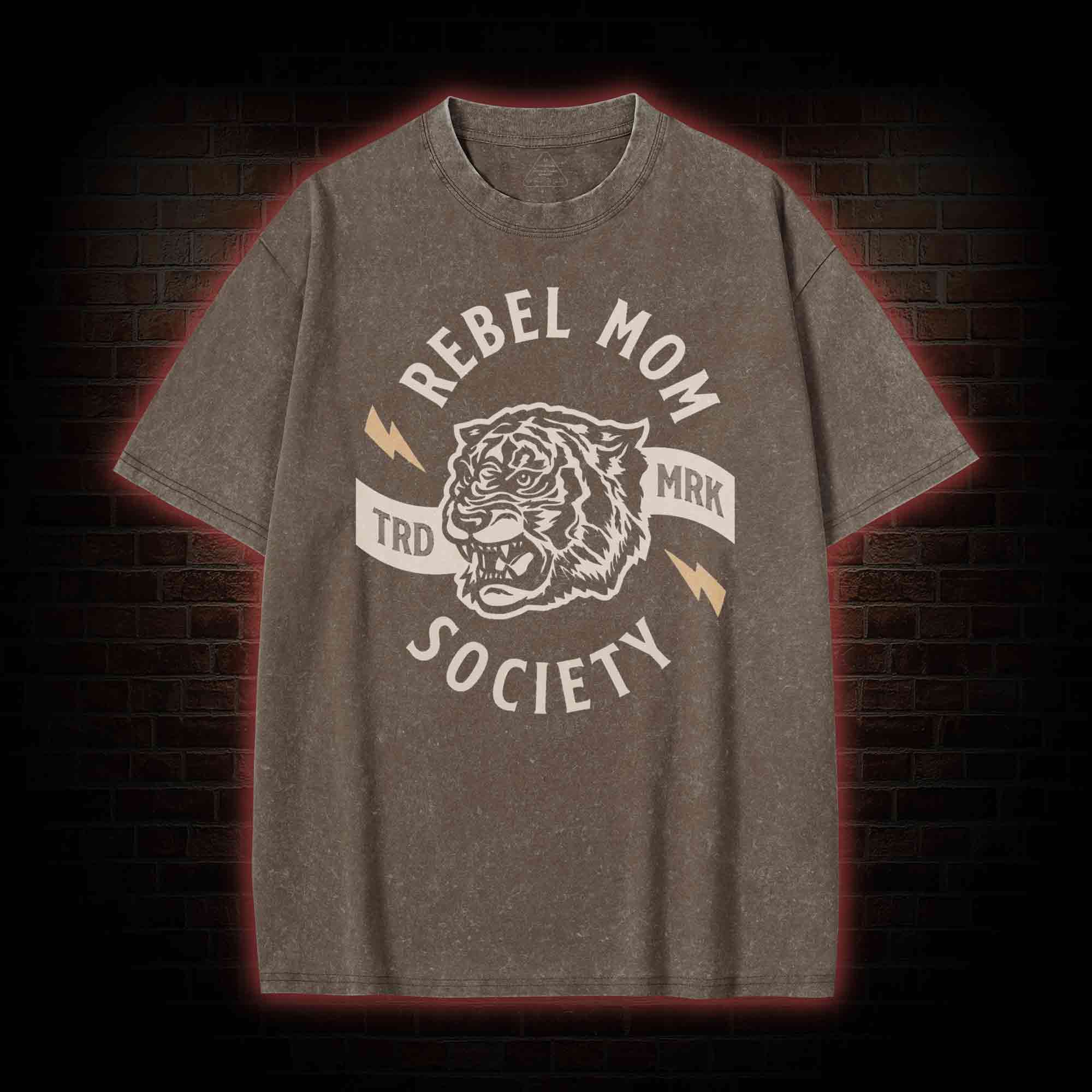 Rebel Mom Society Tiger  Washed T-shirt