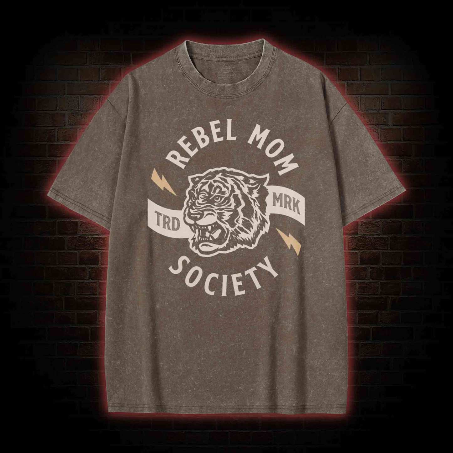 Rebel Mom Society Tiger  Washed T-shirt