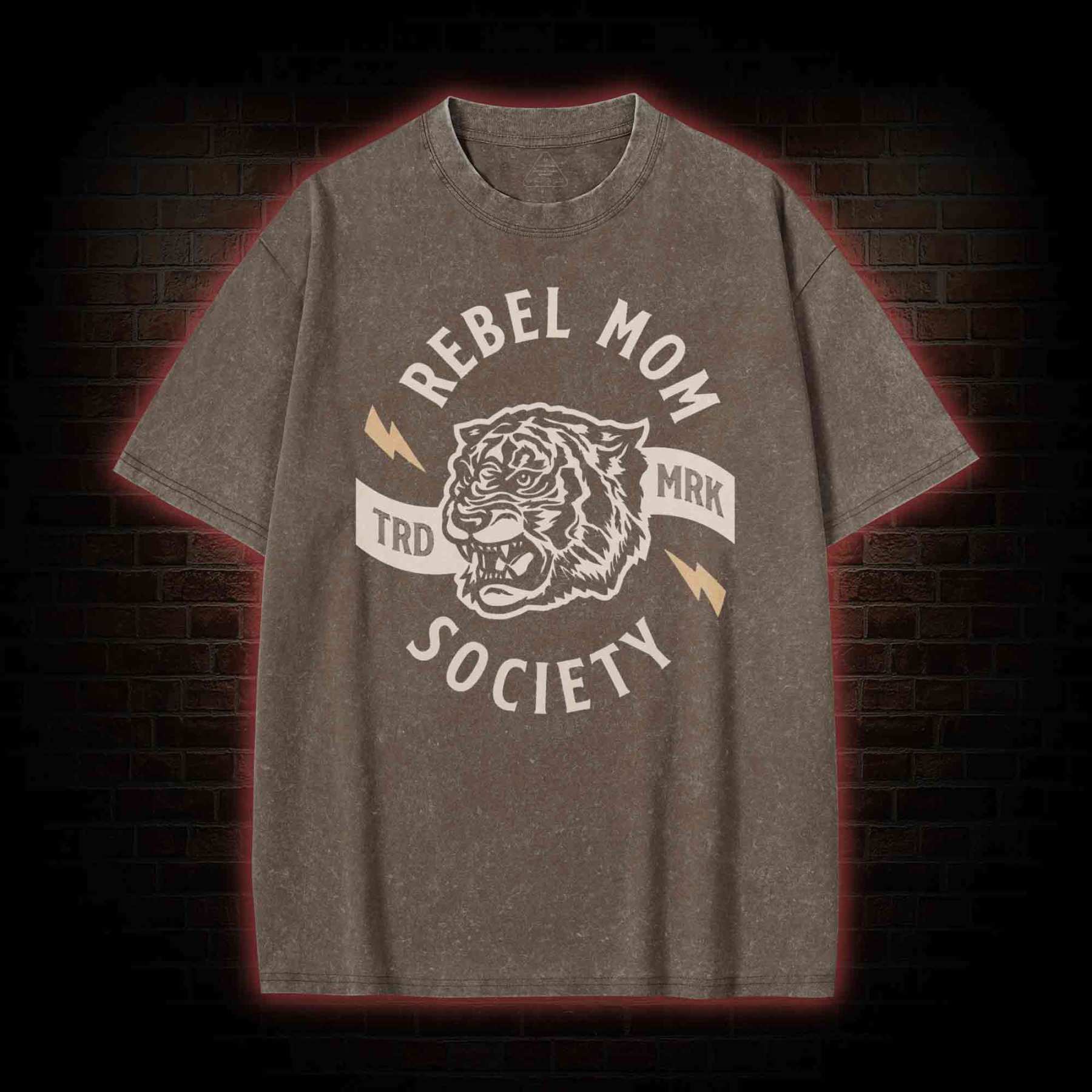 Rebel Mom Society Tiger  Washed T-shirt