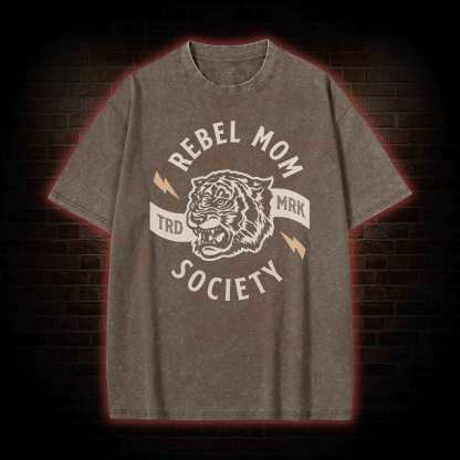 Rebel Mom Society Tiger  Washed T-shirt