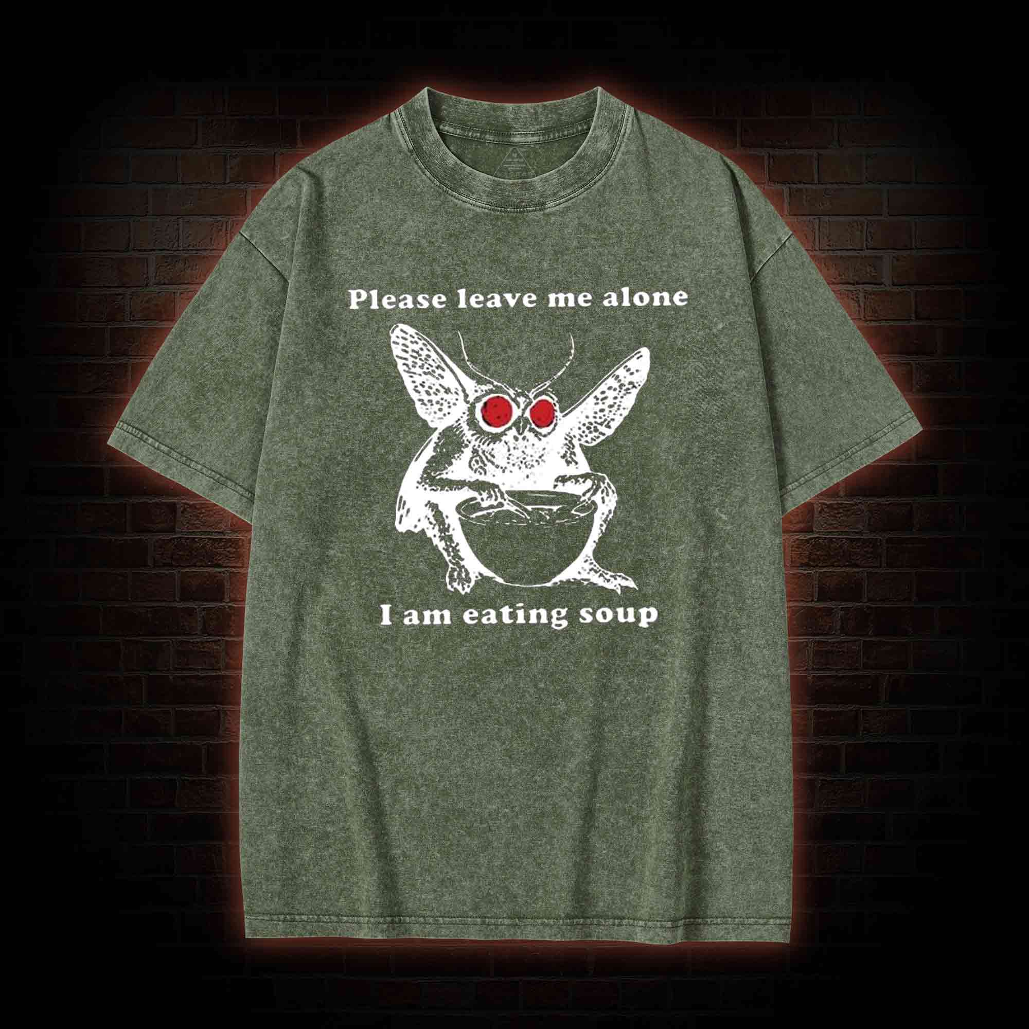 Mothman Eating Soup Washed T-shirt