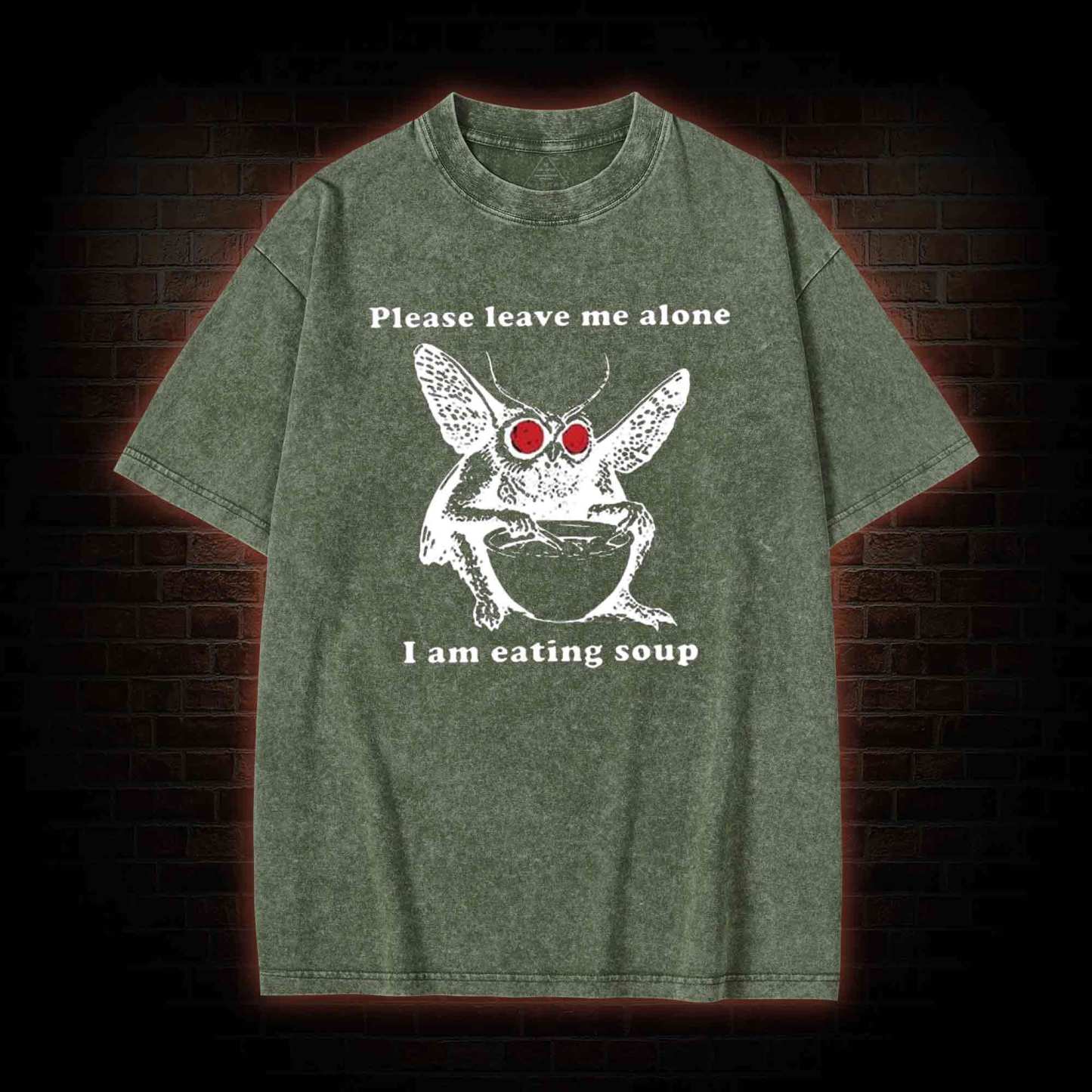 Mothman Eating Soup Washed T-shirt