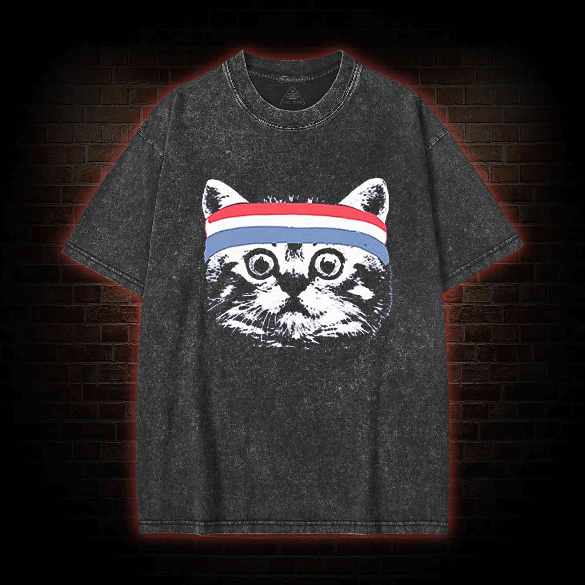 Cat Headband Washed T-shirt