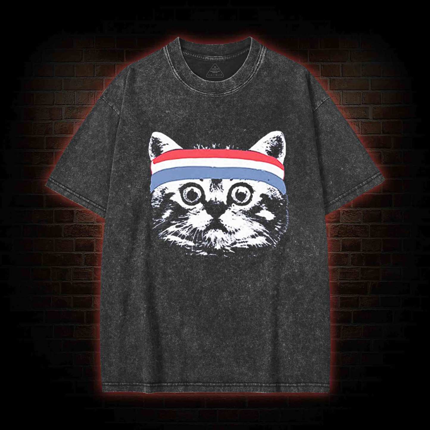 Cat Headband Washed T-shirt