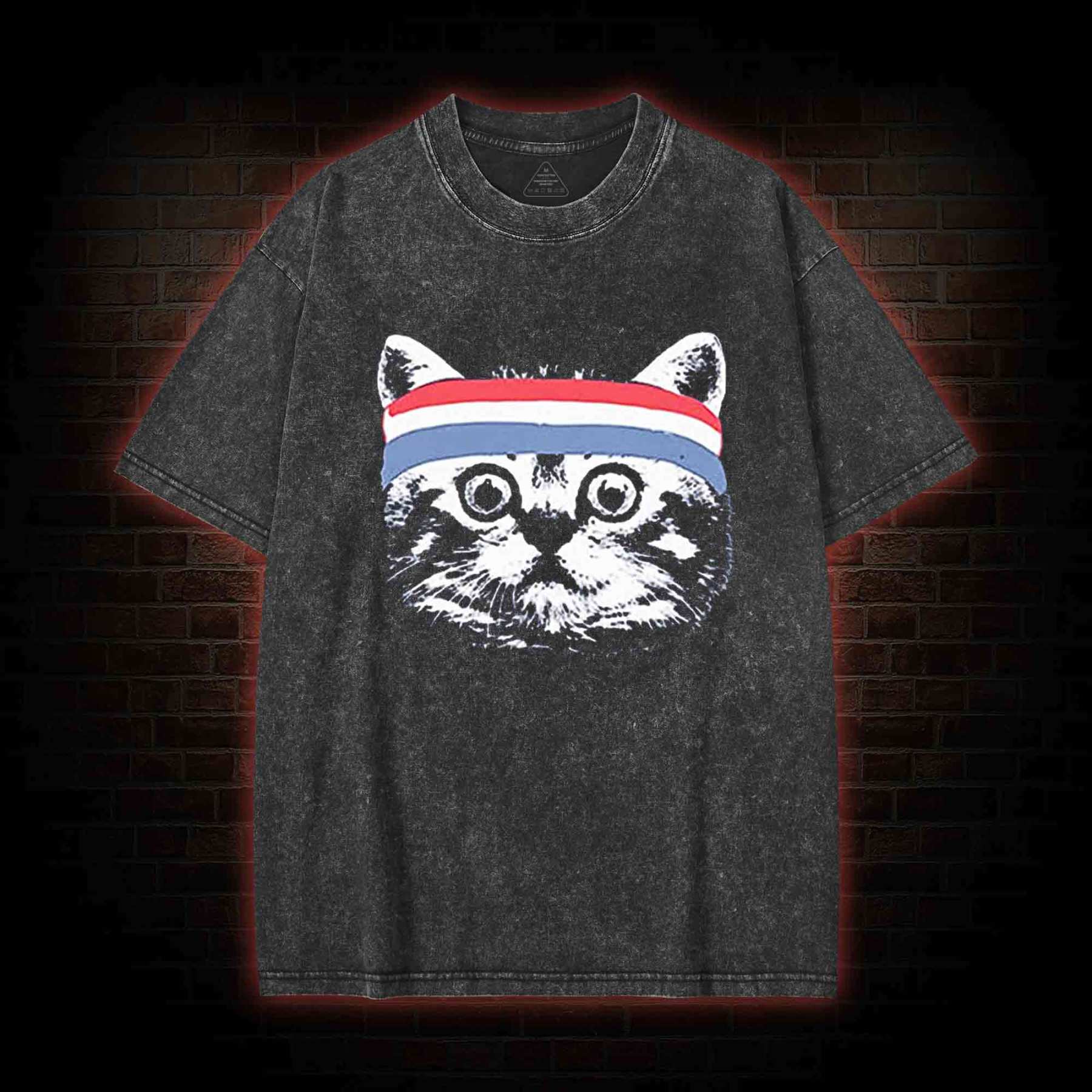 Cat Headband Washed T-shirt