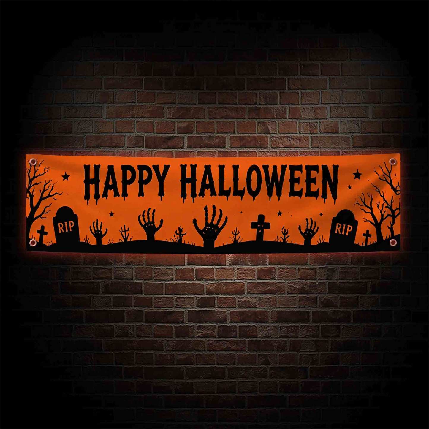 Cemetery Happy Halloween Banner