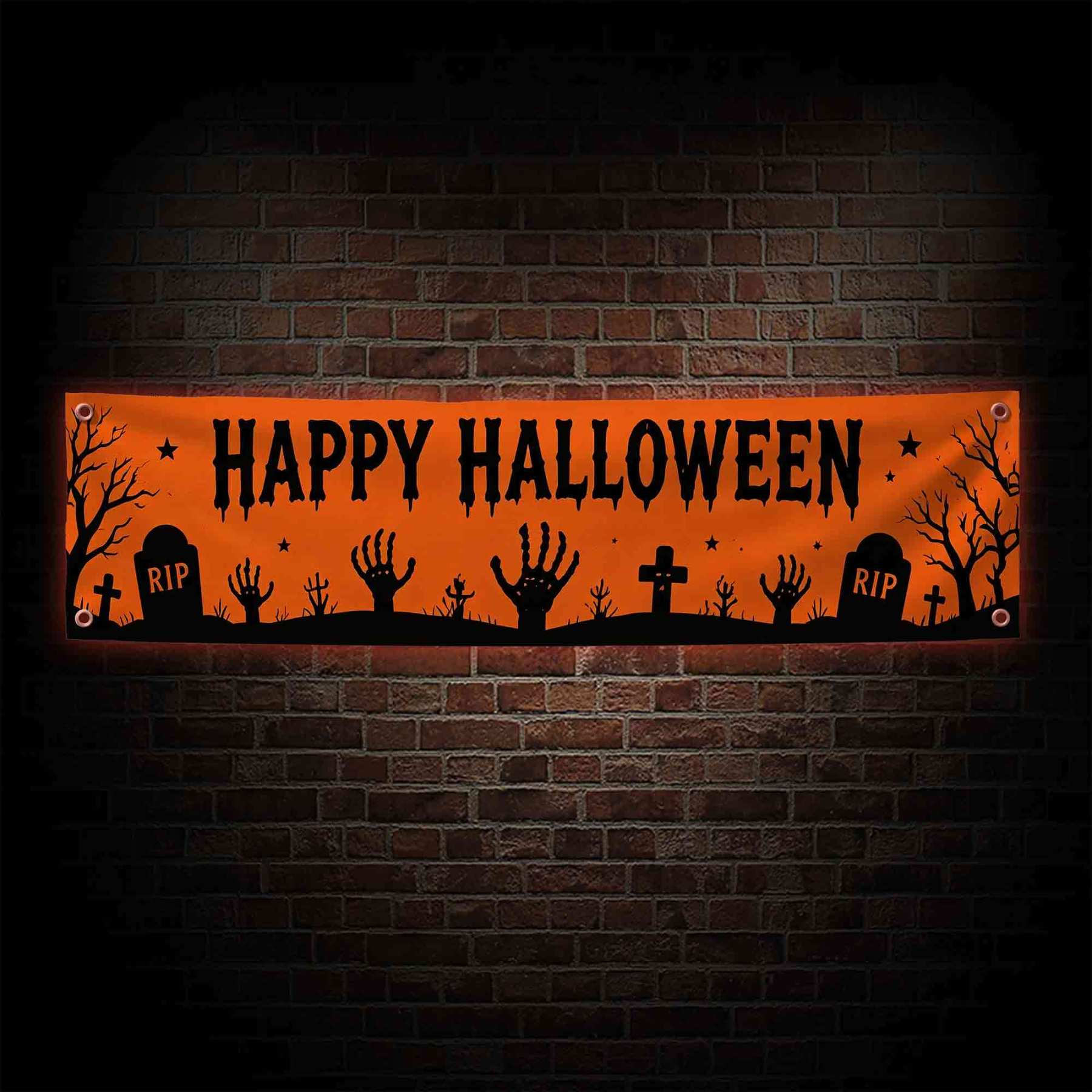 Cemetery Happy Halloween Banner