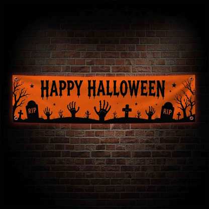 Cemetery Happy Halloween Banner