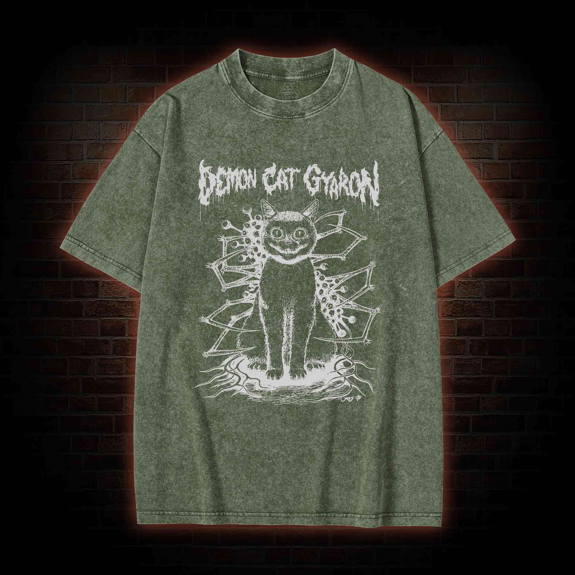 Demon Cat Washed T-shirt