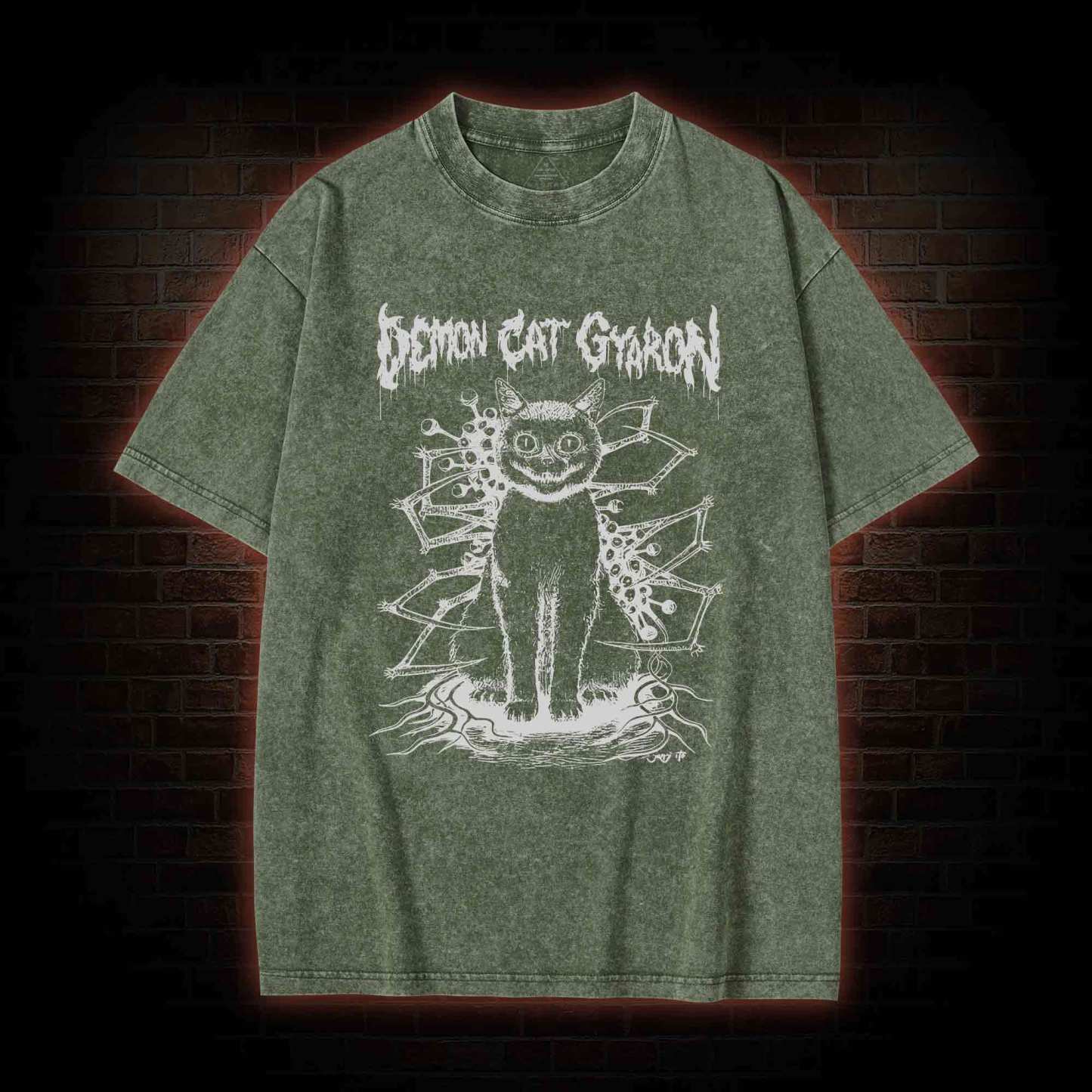 Demon Cat Washed T-shirt