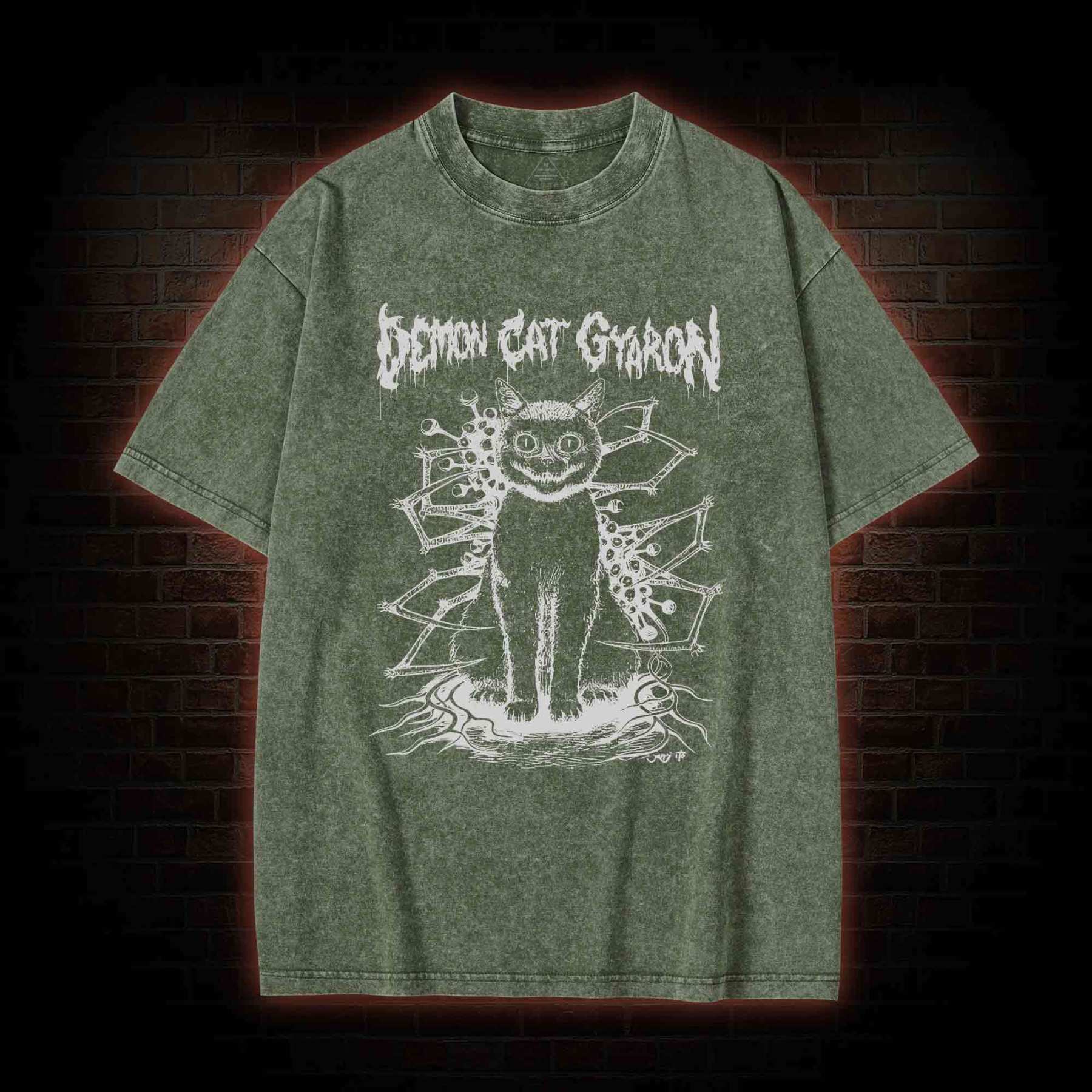 Demon Cat Washed T-shirt