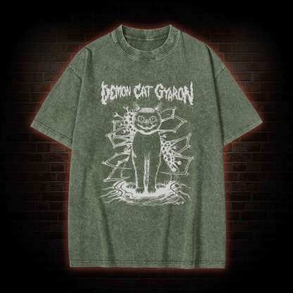 Demon Cat Washed T-shirt