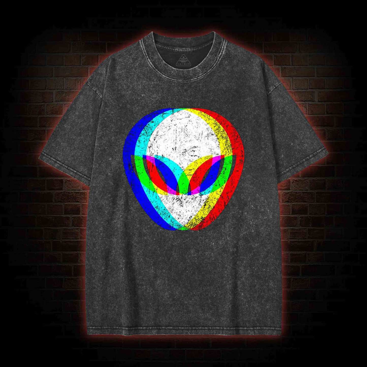 Alien Head Trippy Washed T-shirt