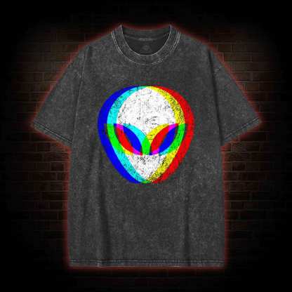 Alien Head Trippy Washed T-shirt