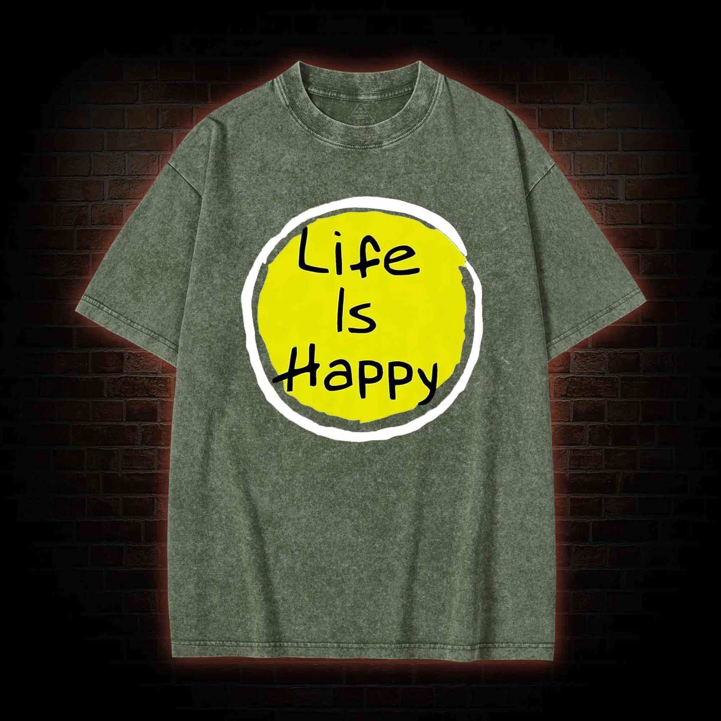 Life is Happy Washed T-shirt