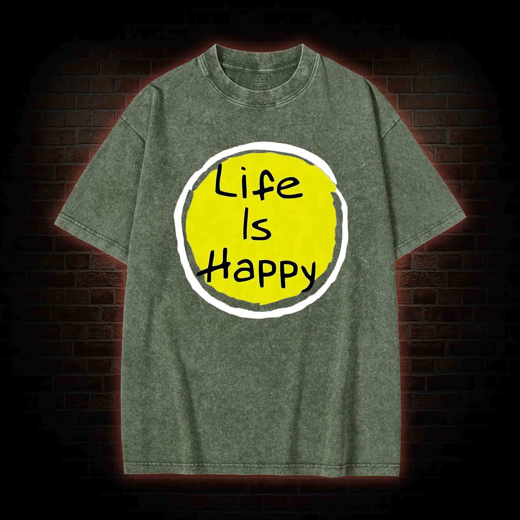 Life is Happy Washed T-shirt