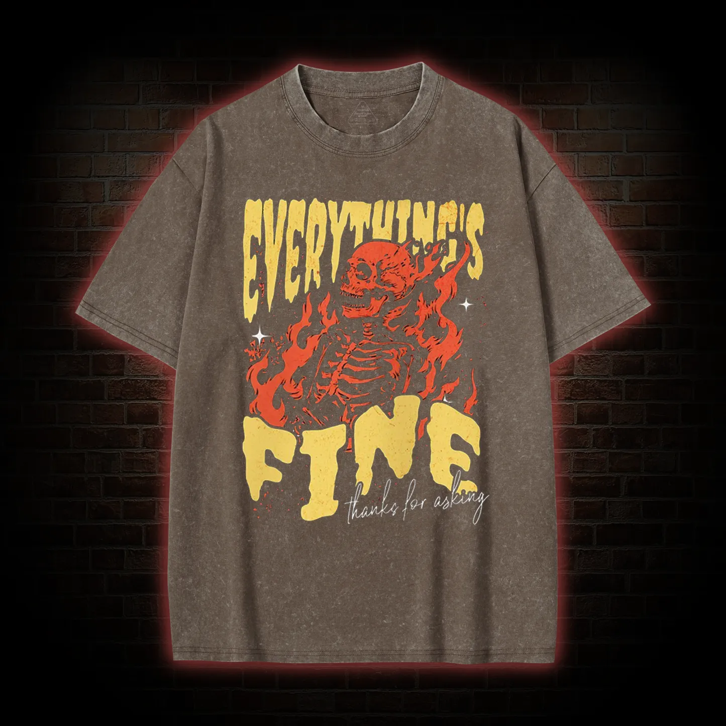 Everything's Fine Skeleton Washed T-shirt