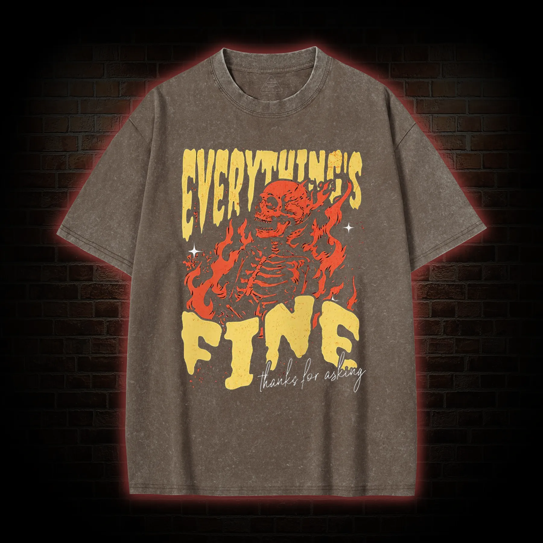 Everything's Fine Skeleton Washed T-shirt