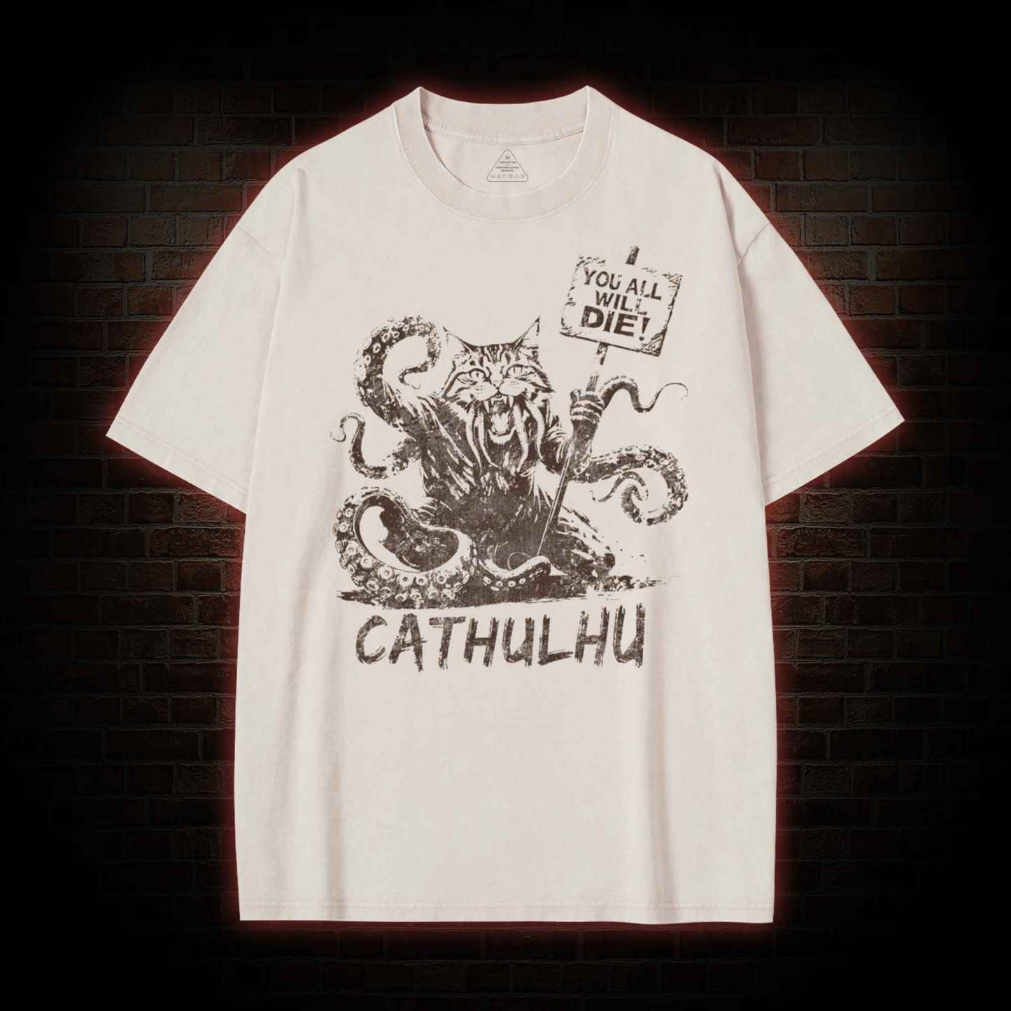 Cathulhu Retro Washed T-shirt
