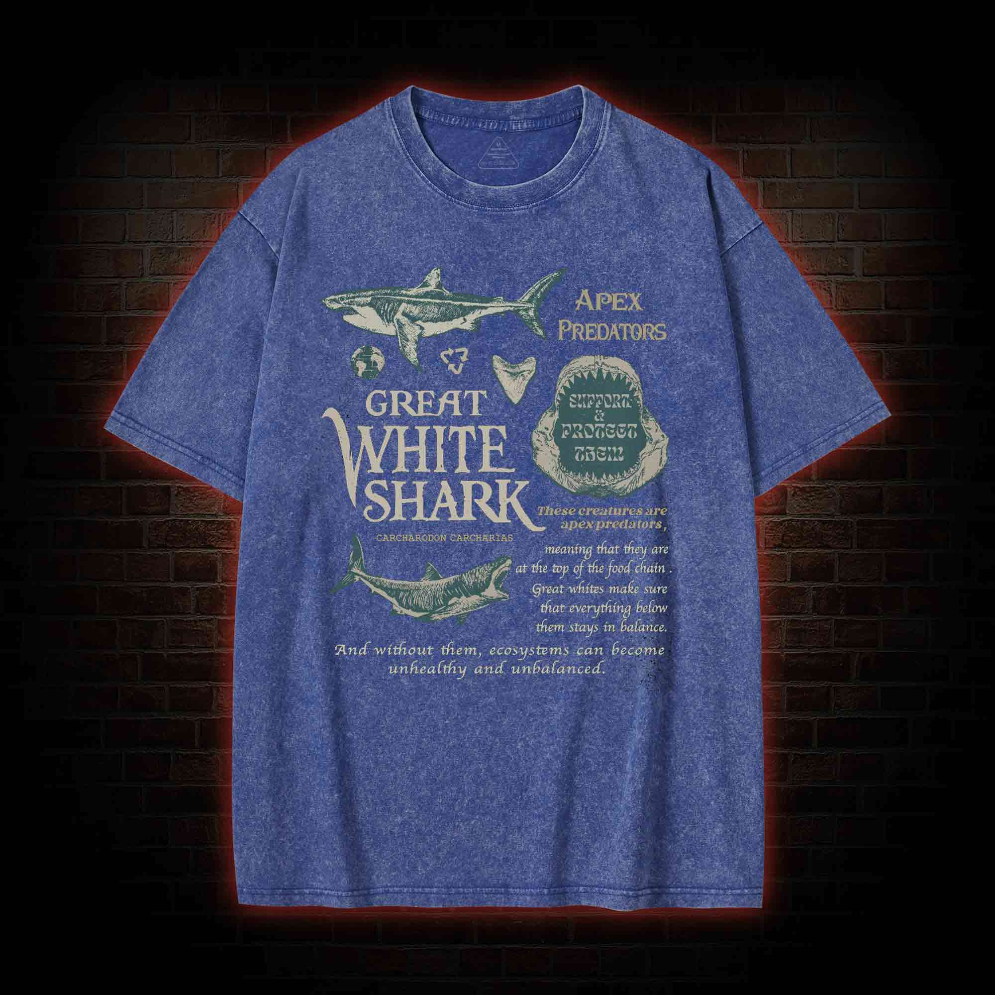 Great White Shark Washed T-shirt